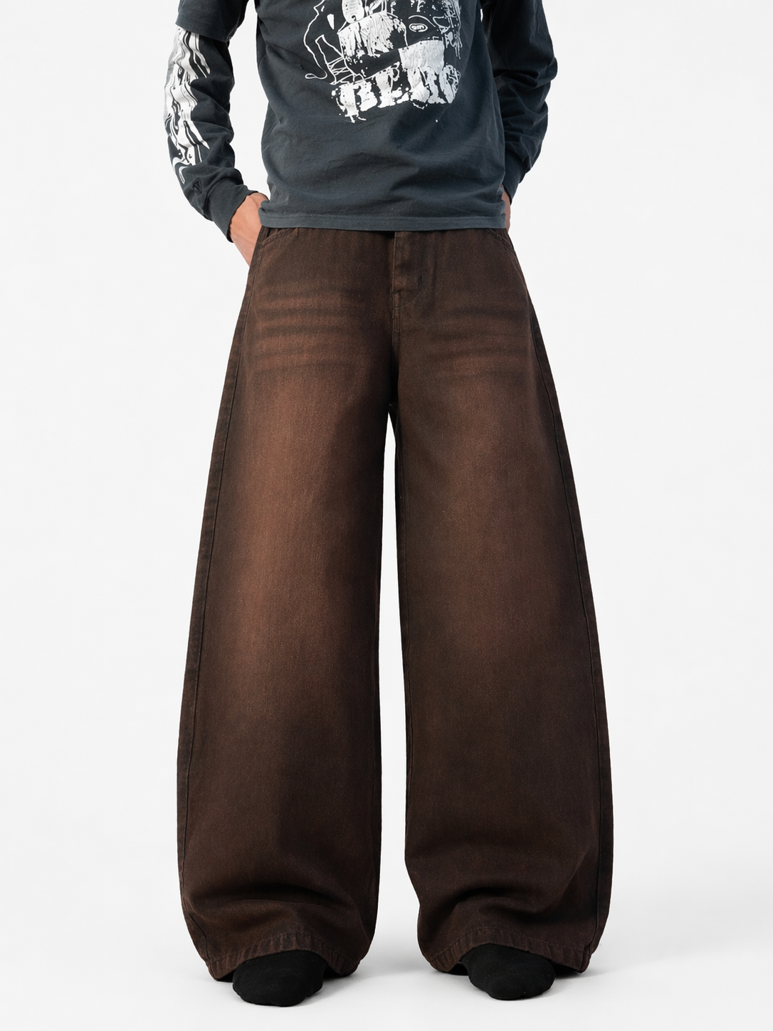 Washed Brown Vintage Baggy Jeans