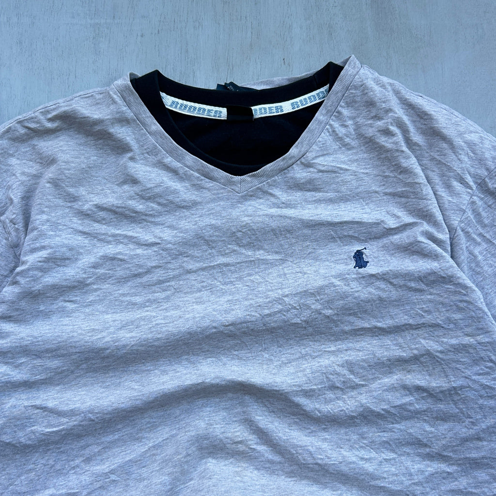 Heather Grey Minimal V-Neck Tee