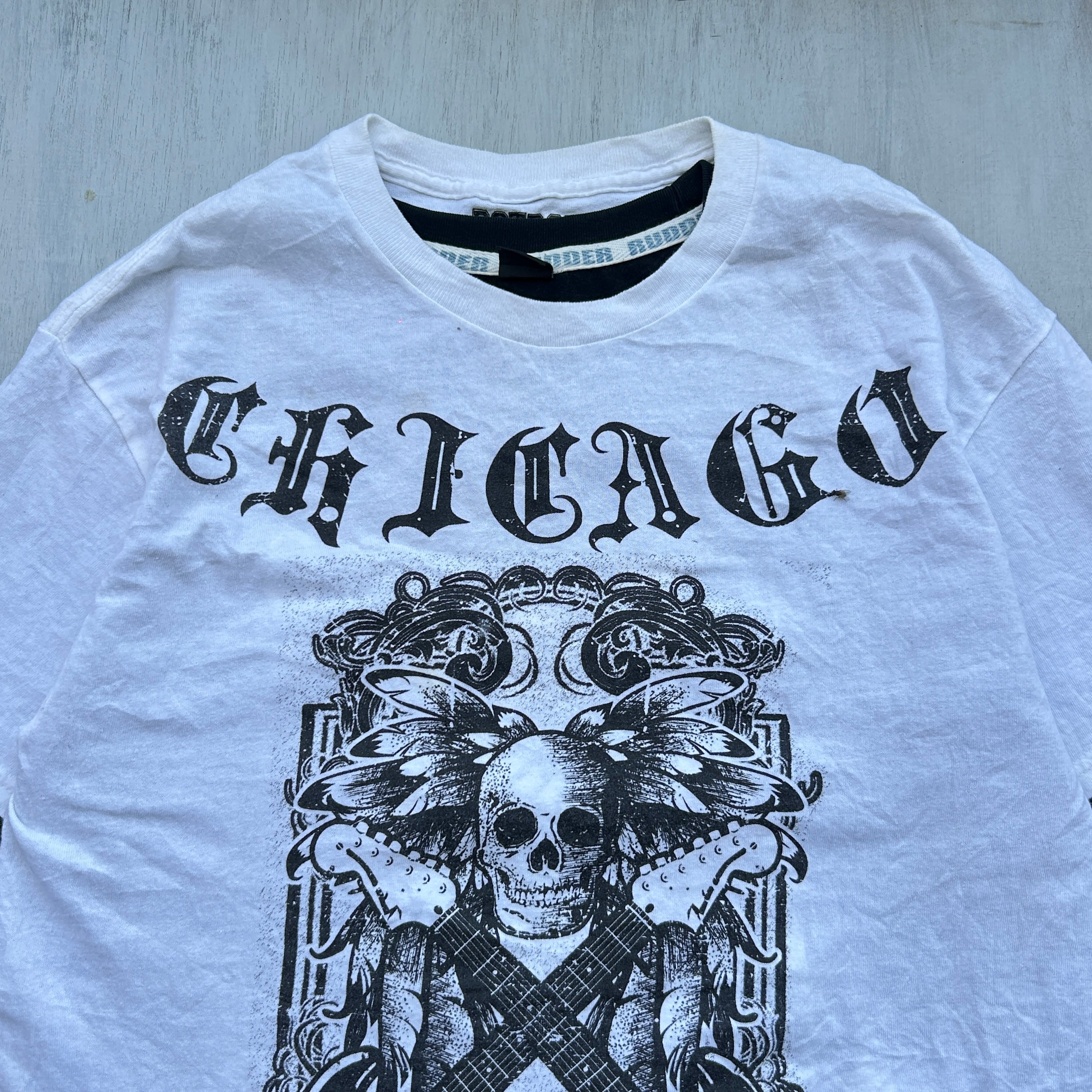 Chicago Skull Guitar Graphic Layered Tee