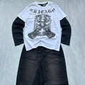 Chicago Skull Guitar Graphic Layered Tee