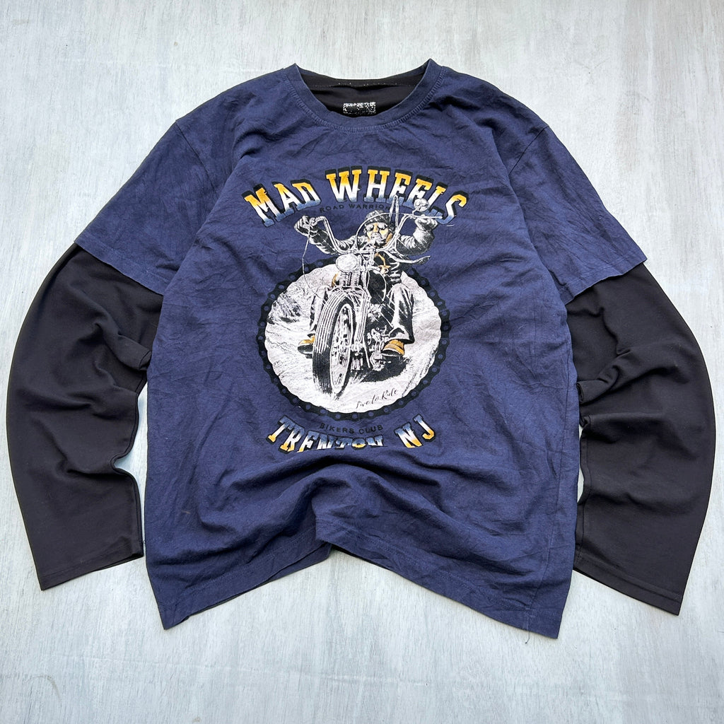 Mad Wheels Biker Club Graphic Layered Tee