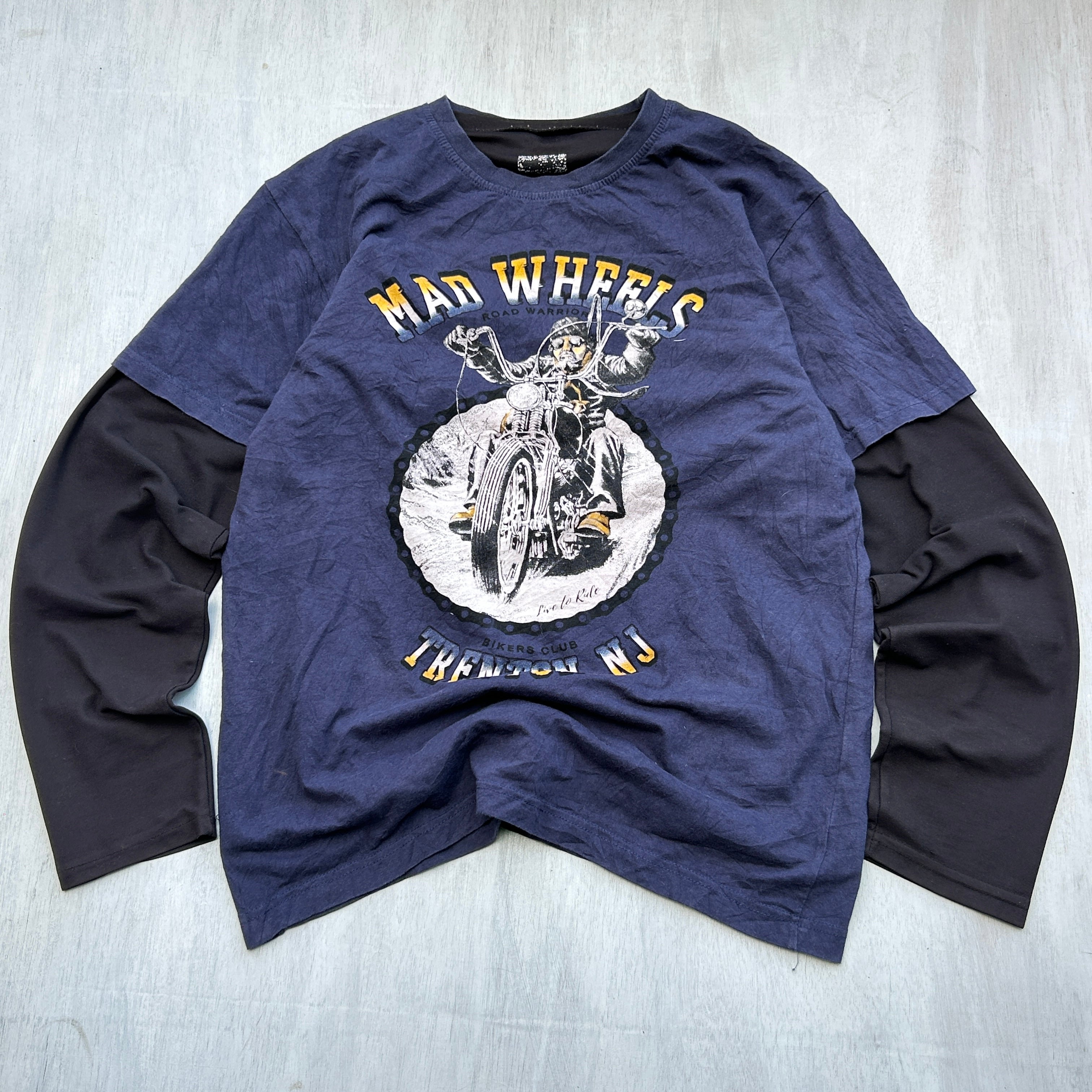 Mad Wheels Biker Club Graphic Layered Tee