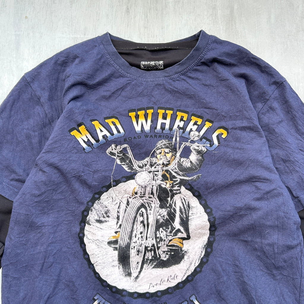 Mad Wheels Biker Club Graphic Layered Tee