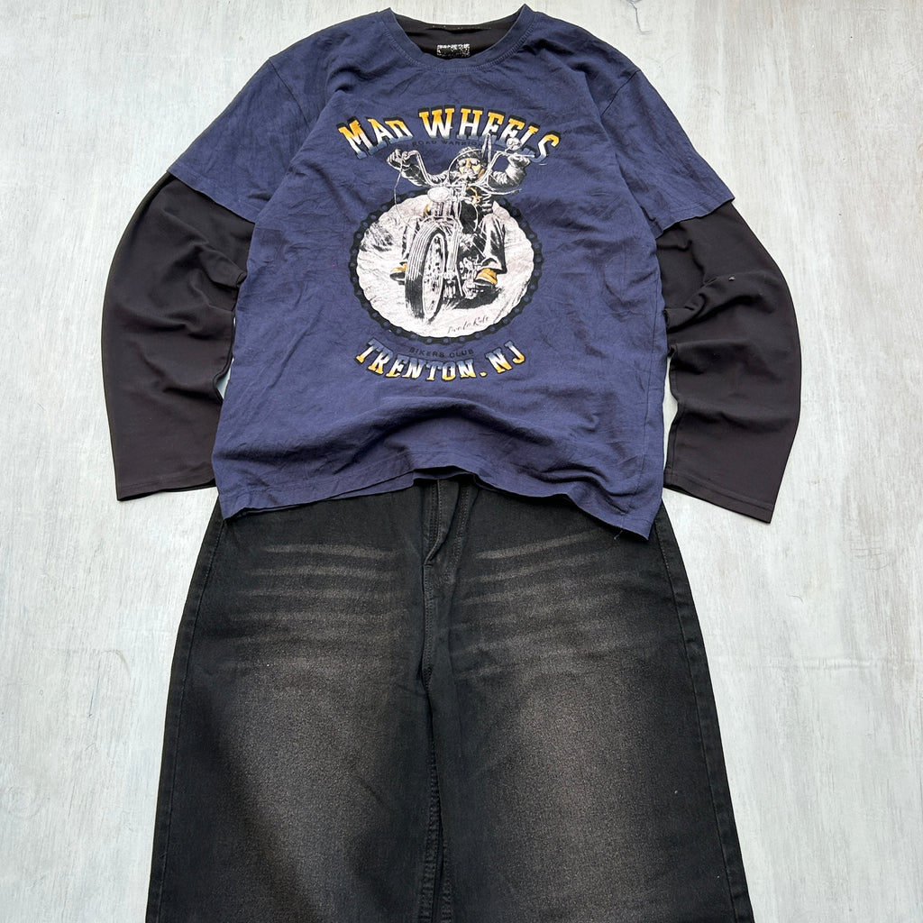 Mad Wheels Biker Club Graphic Layered Tee