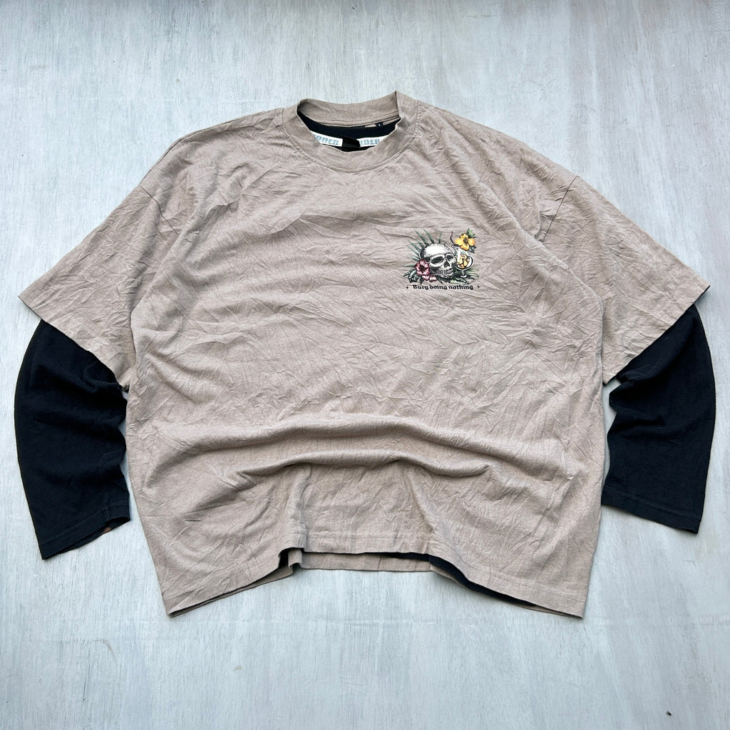 Idle Skull Minimal Graphic Layered Tee