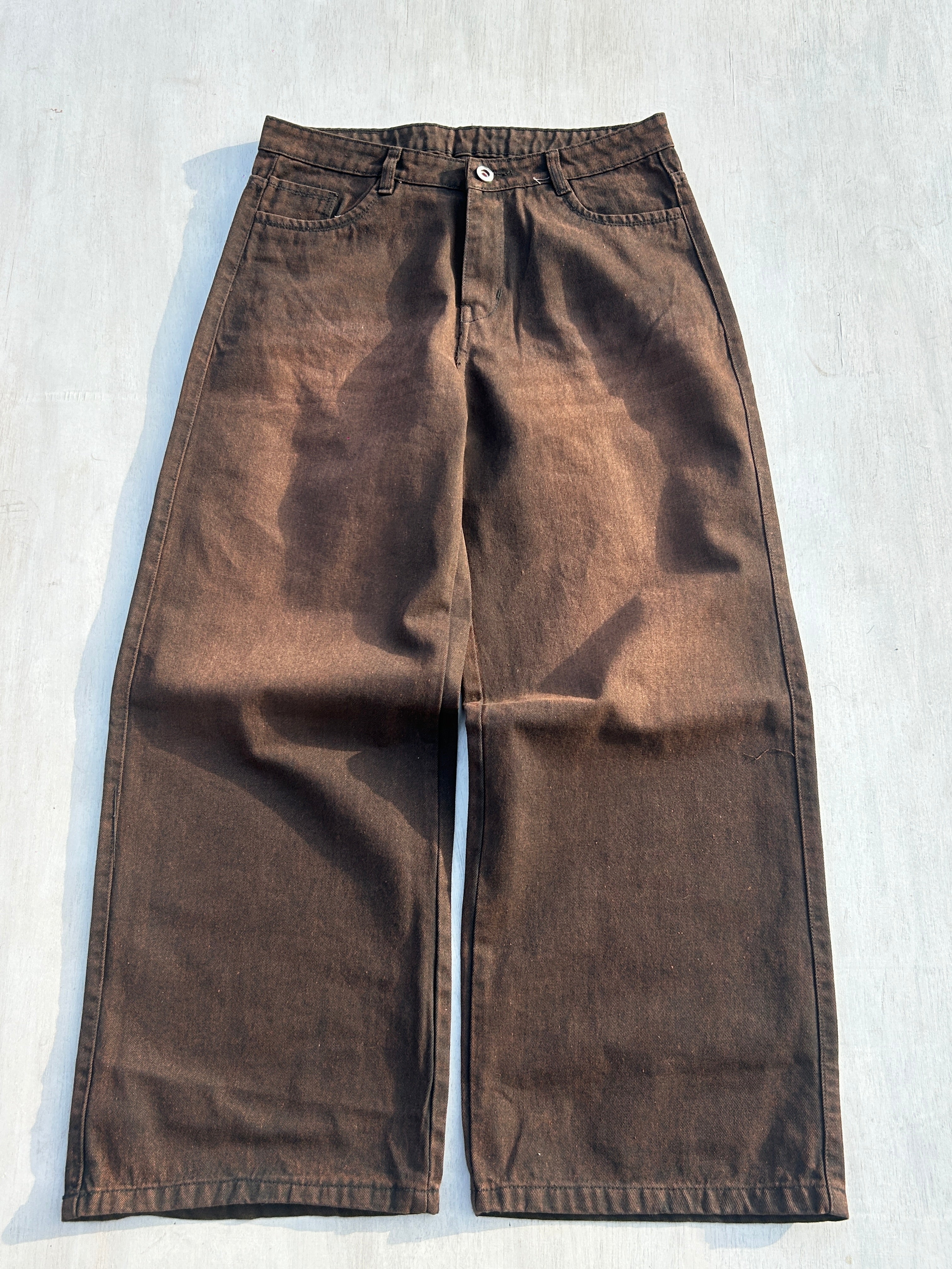 Washed Brown Vintage Baggy Jeans