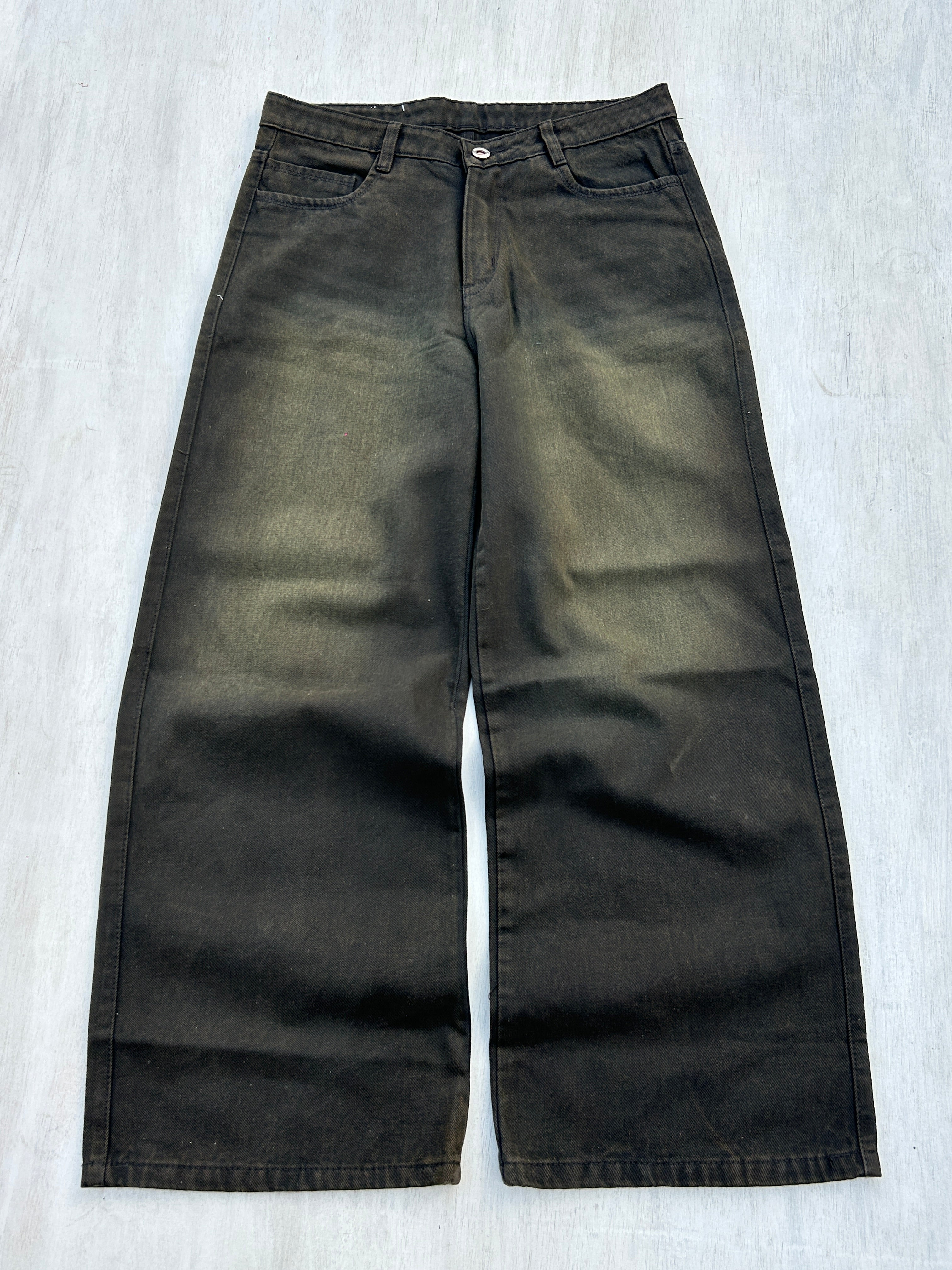 Olive Fade Black Baggy Jeans