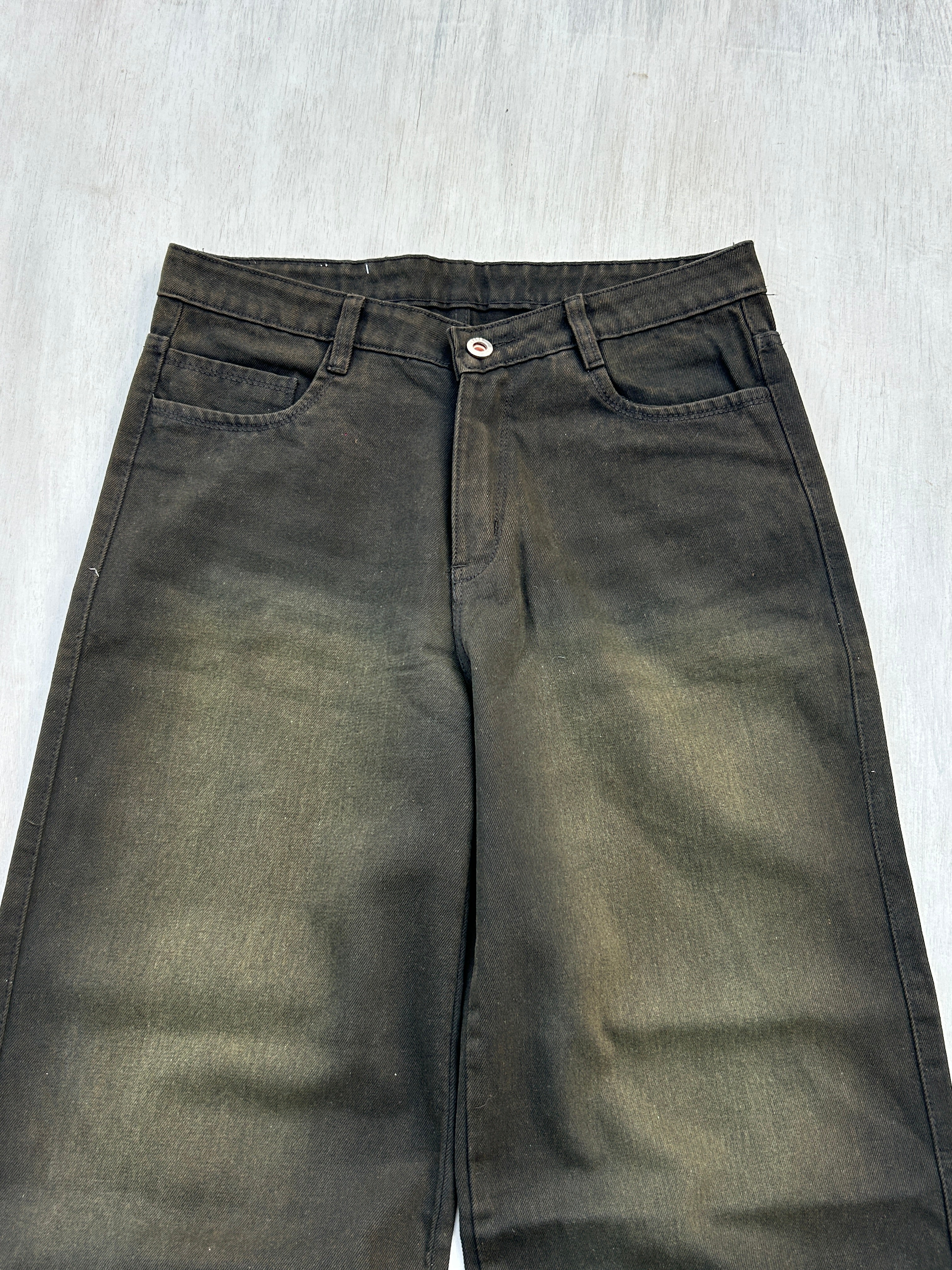 Olive Fade Black Baggy Jeans