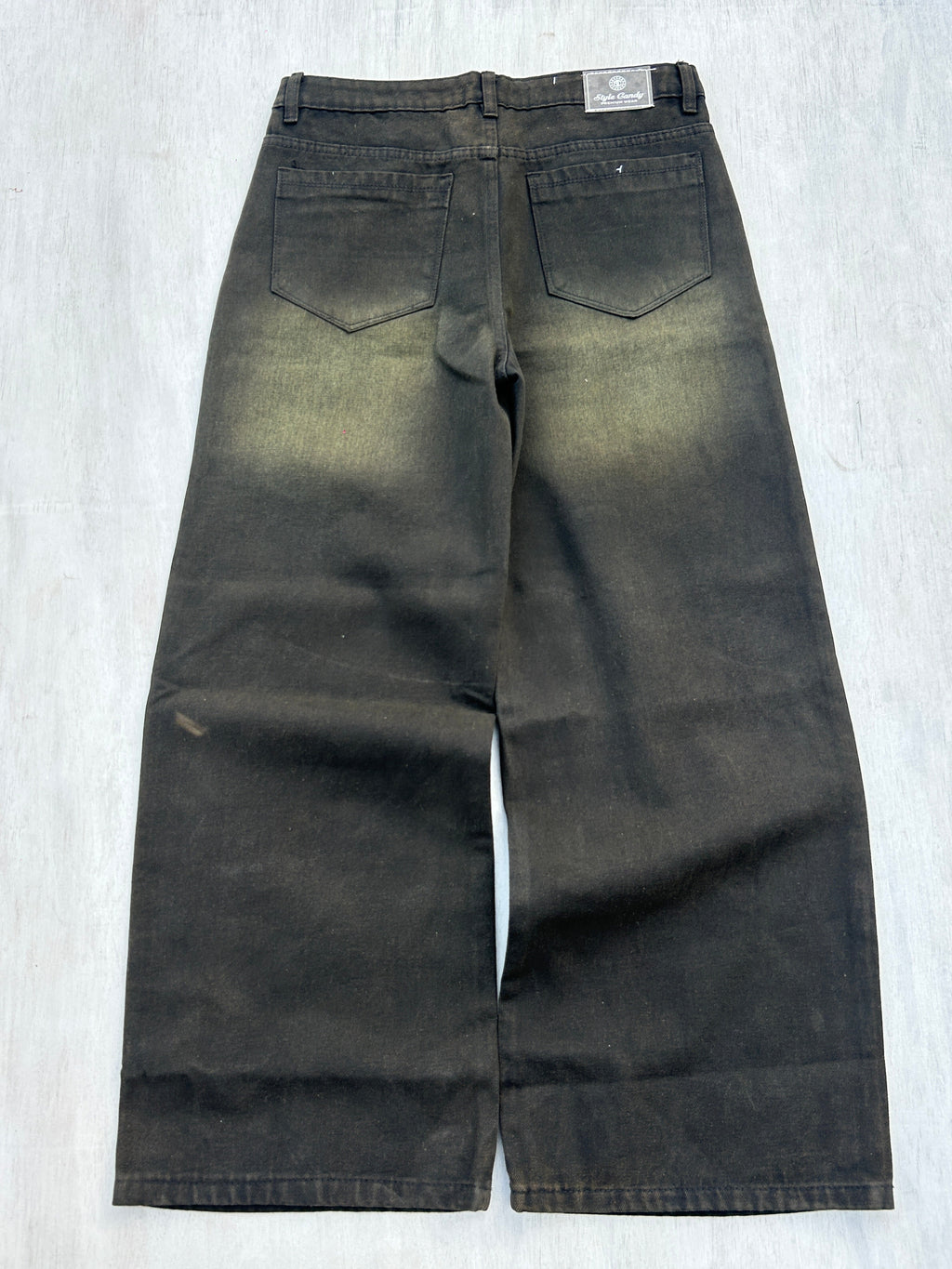 Olive Fade Black Baggy Jeans