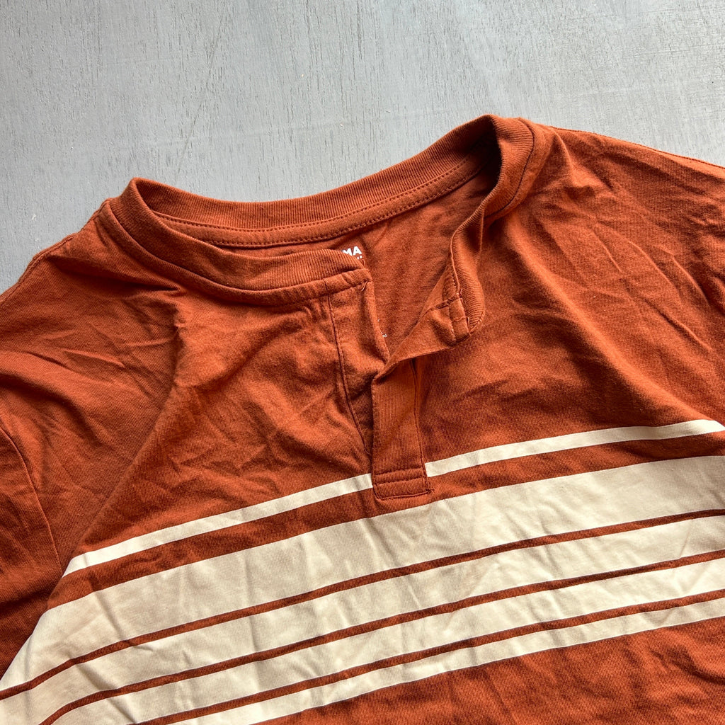 Rust Stripe Henley Tee (Vintage Wash)