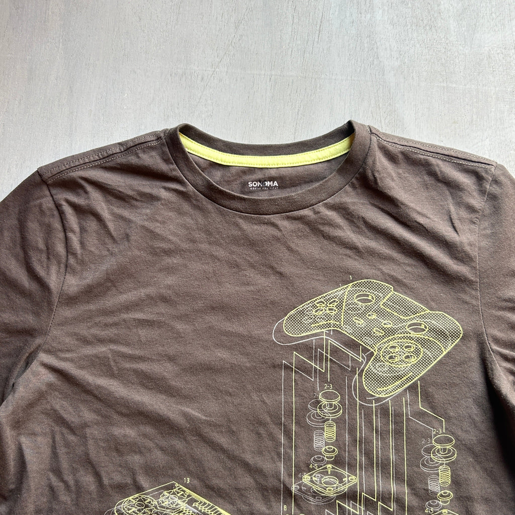 Retro Gamer Blueprint Tee (Olive Brown)