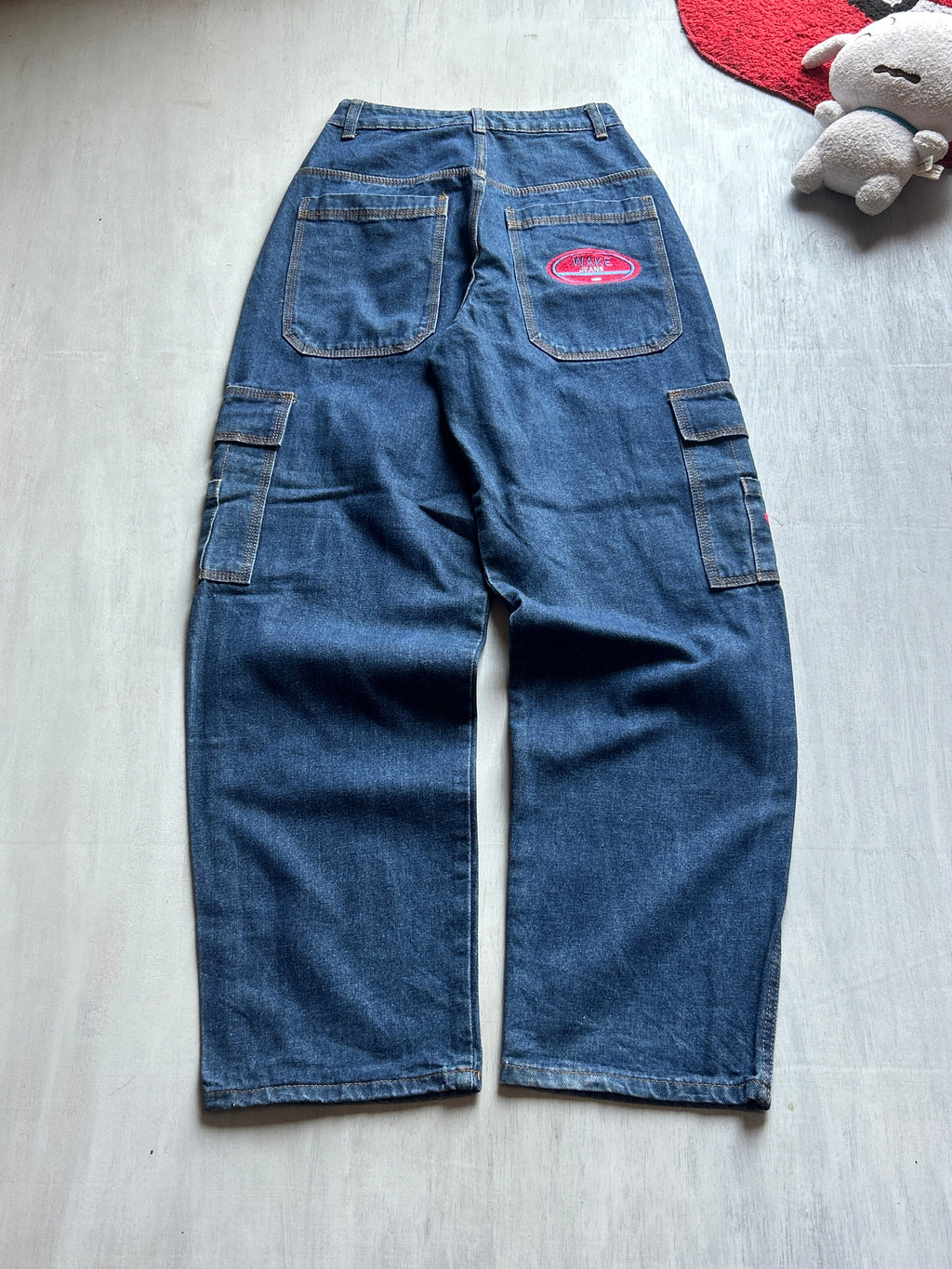 Dark Blue Cargo Wide-Leg Denim - (XS)