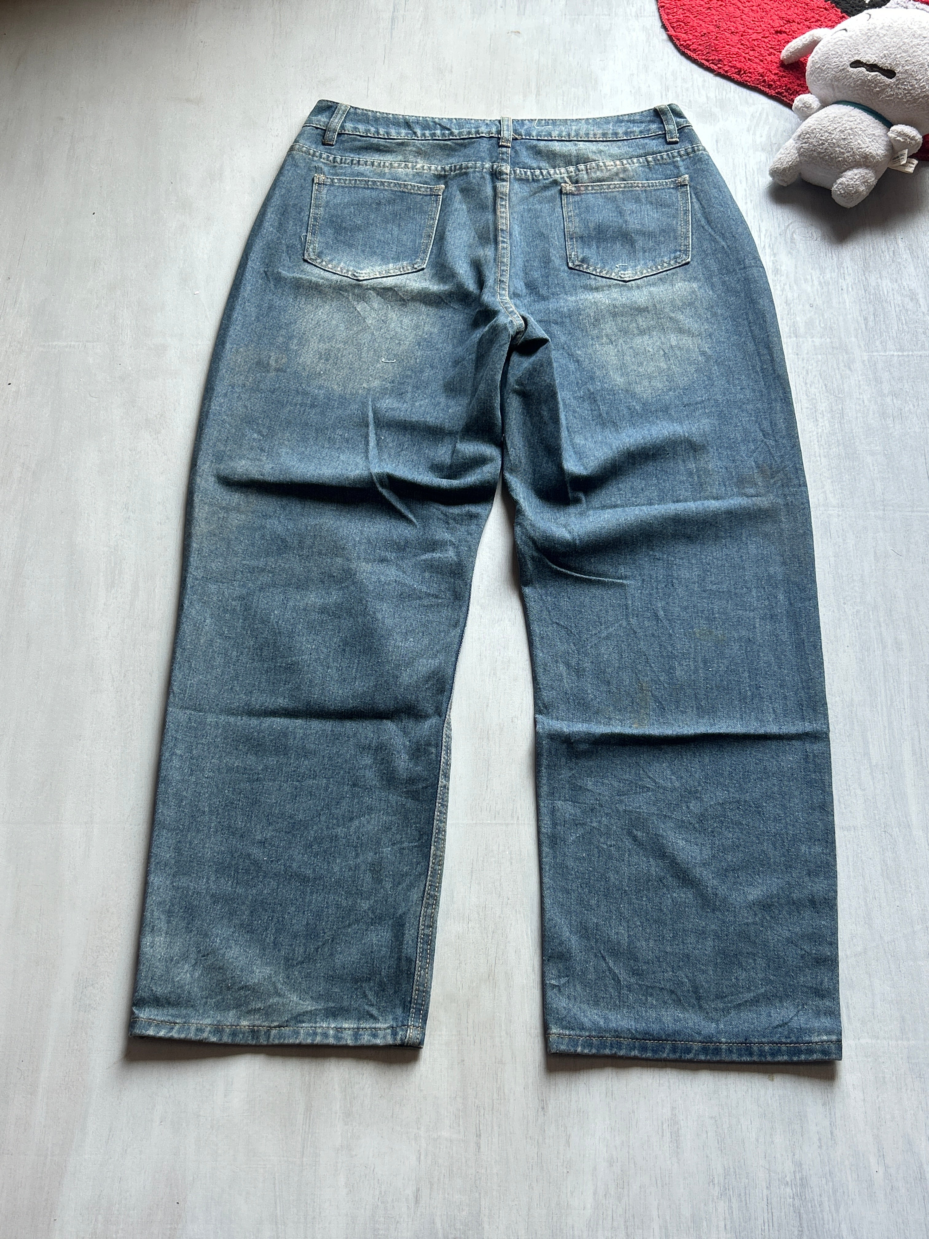 Medium Blue Button-Fly Straight-Leg Denim - (XL)