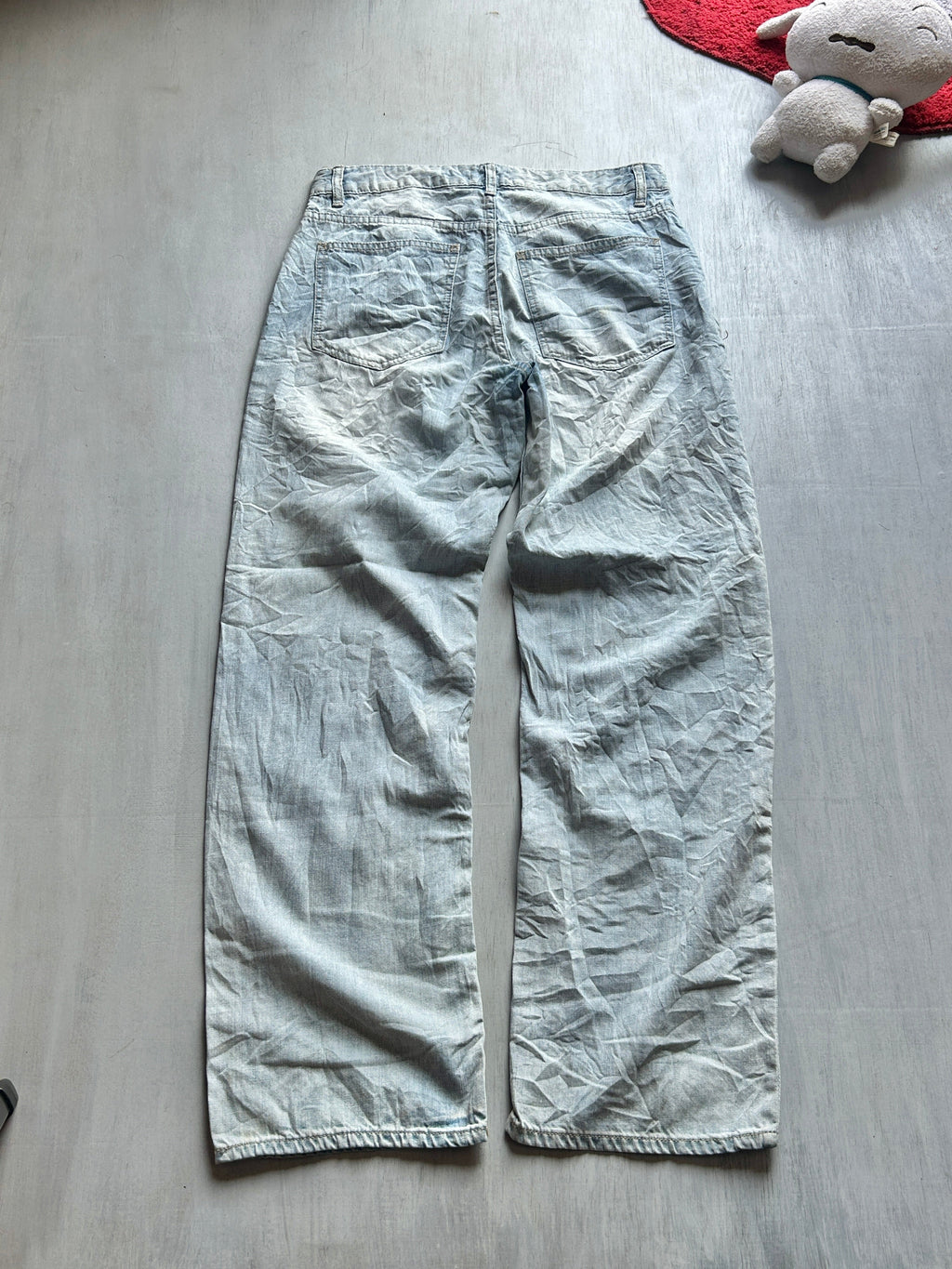 Light Grey Wide-Leg Denim Jeans - (L)