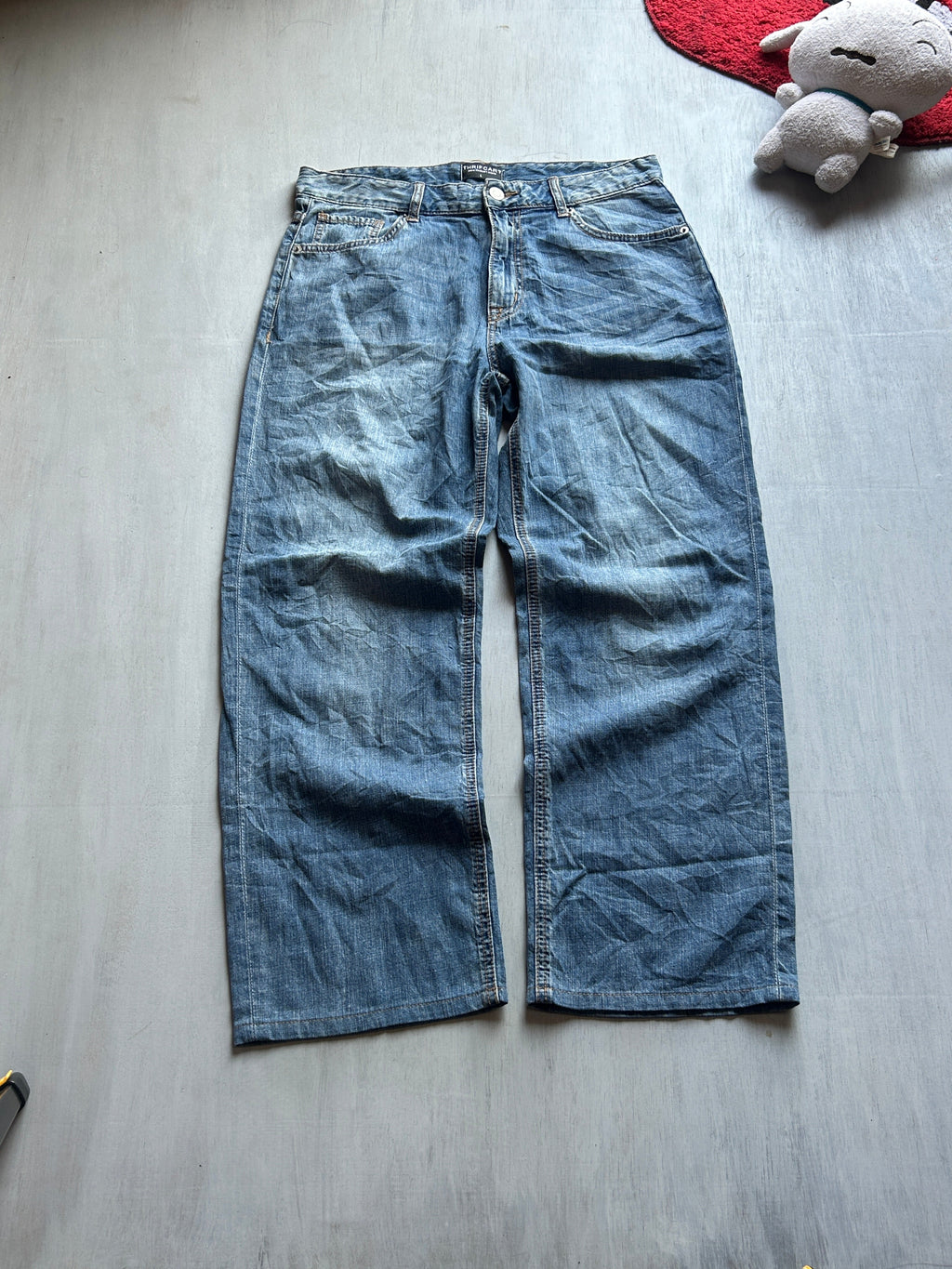 Classic Blue Wide-Leg Denim Jeans - (L)
