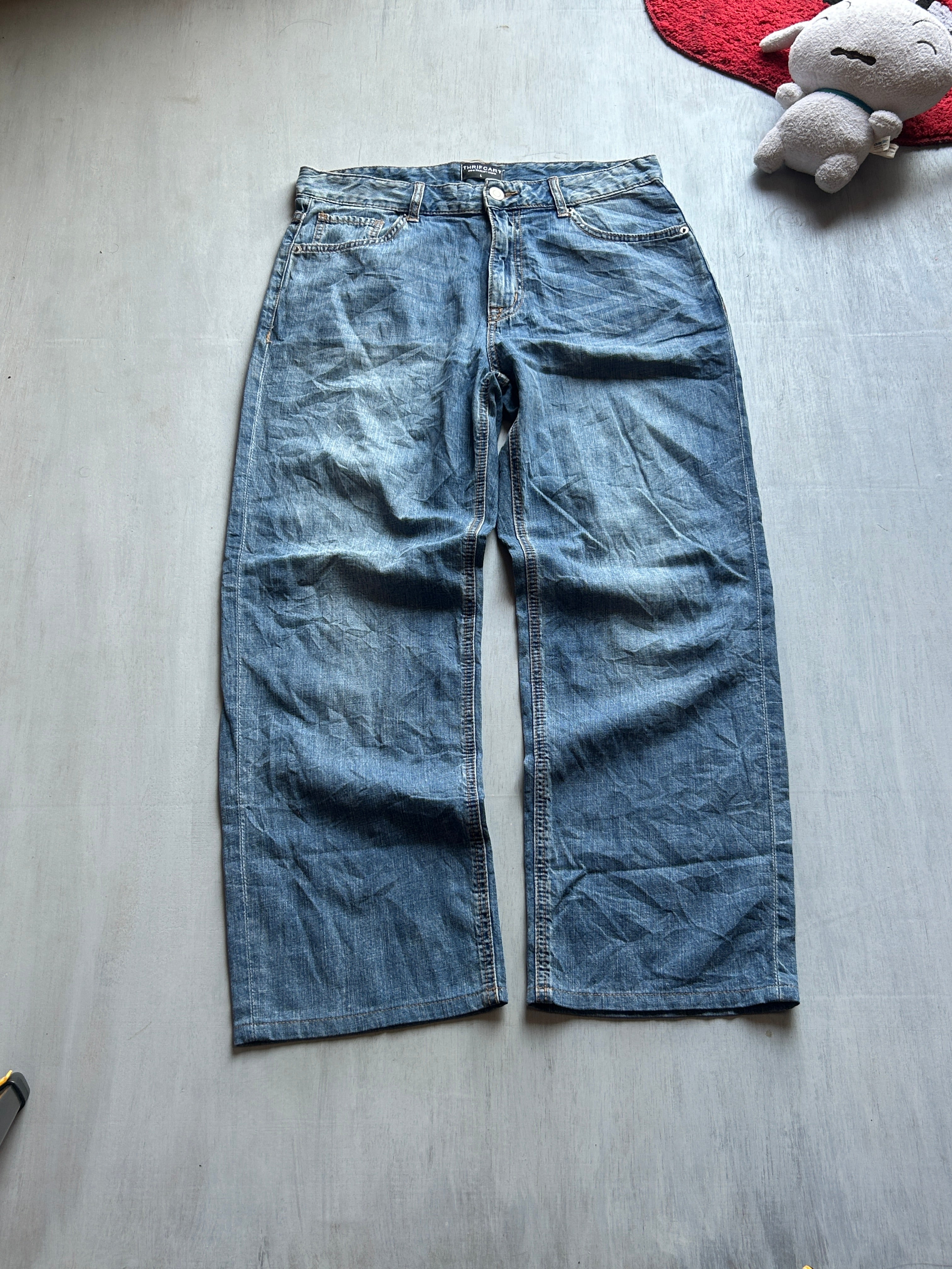 Classic Blue Wide-Leg Denim Jeans - (L)