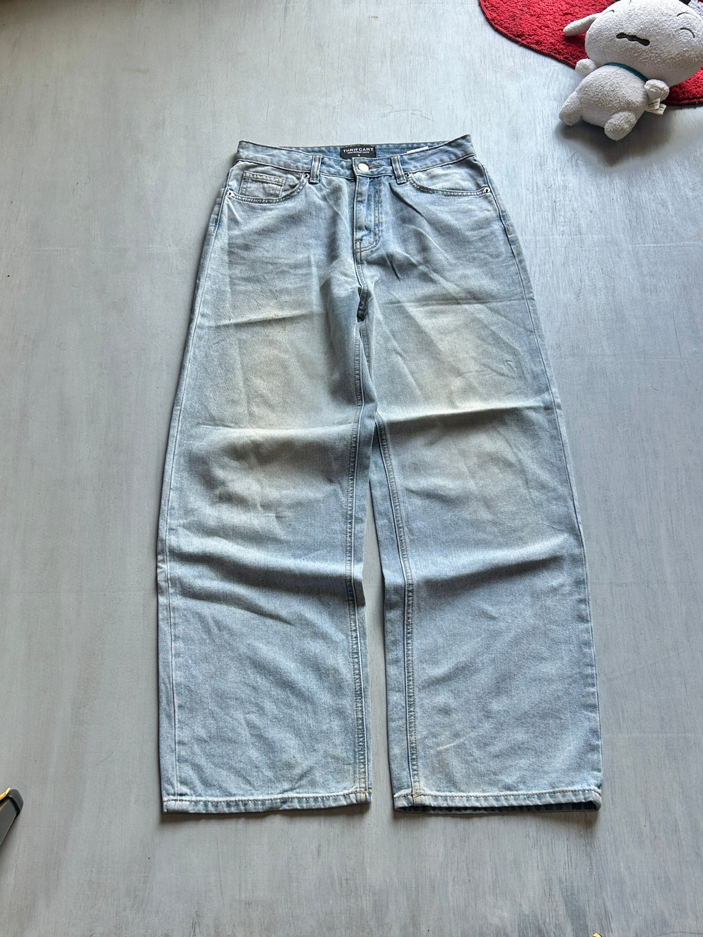 Light Blue Wide-Leg Denim Jeans - (S)