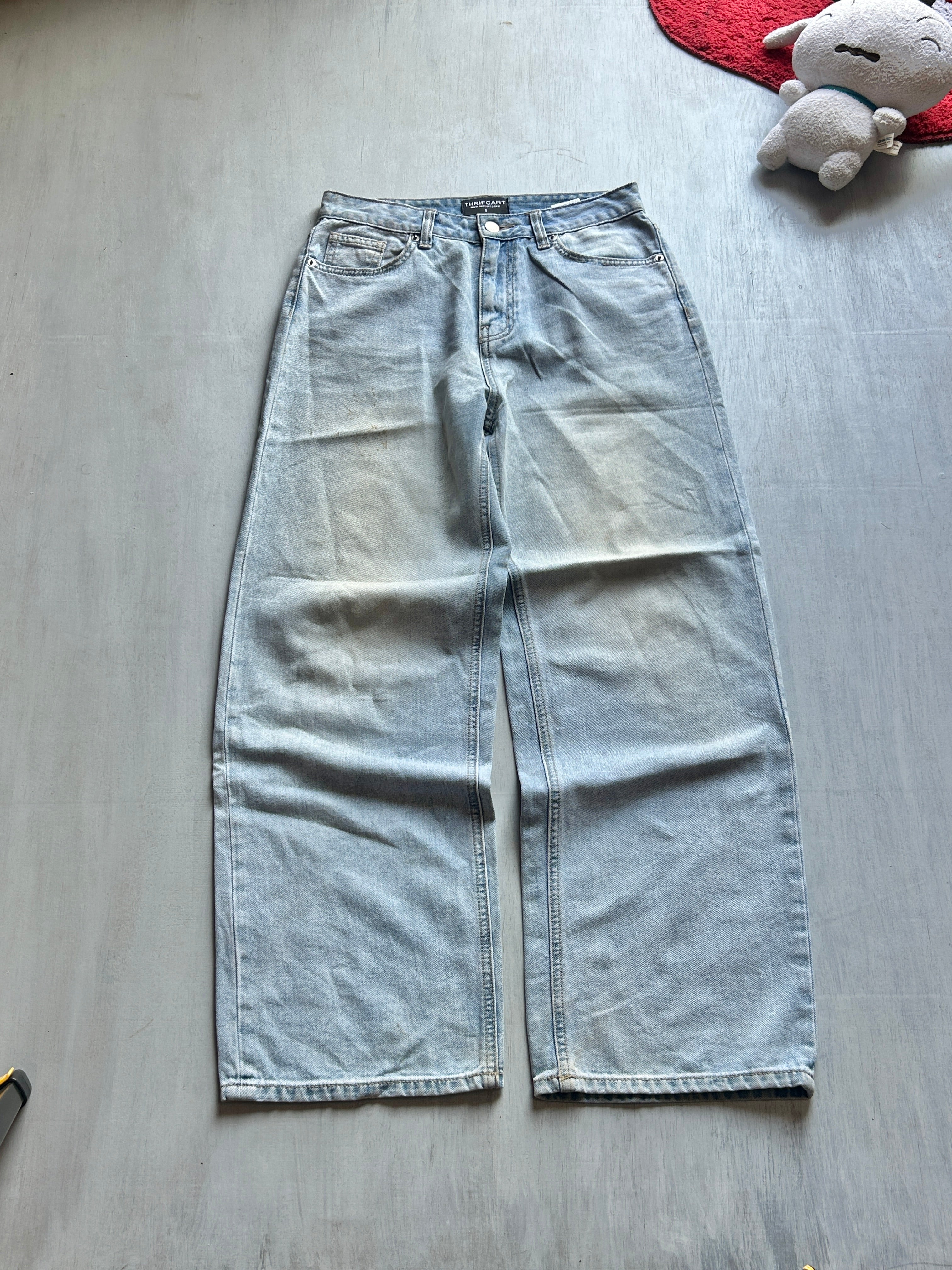 Light Blue Wide-Leg Denim Jeans - (S)