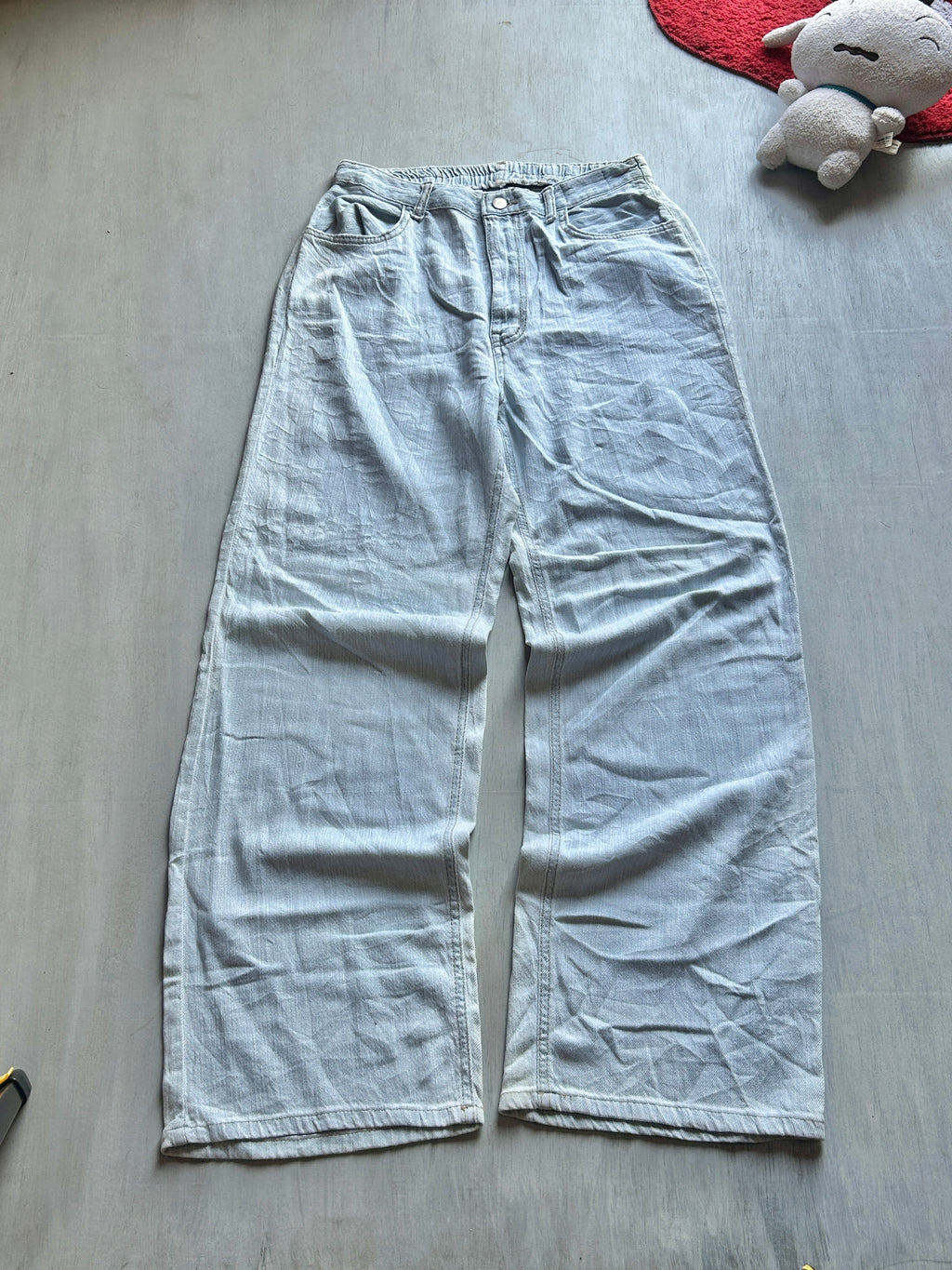 Ice Blue Wide-Leg Denim Jeans (M-L)