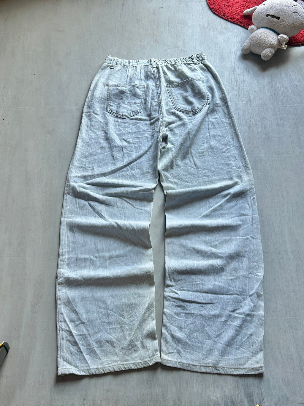 Ice Blue Wide-Leg Denim Jeans (M-L)