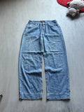 Light Blue Wide-Leg Denim (Clean Hem) - (S)