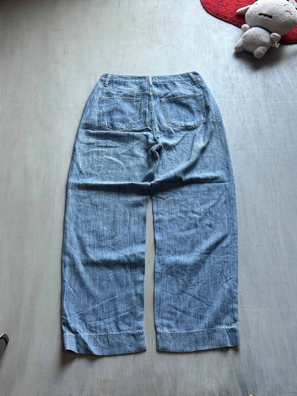 Light Blue Wide-Leg Denim (Clean Hem) - (S)