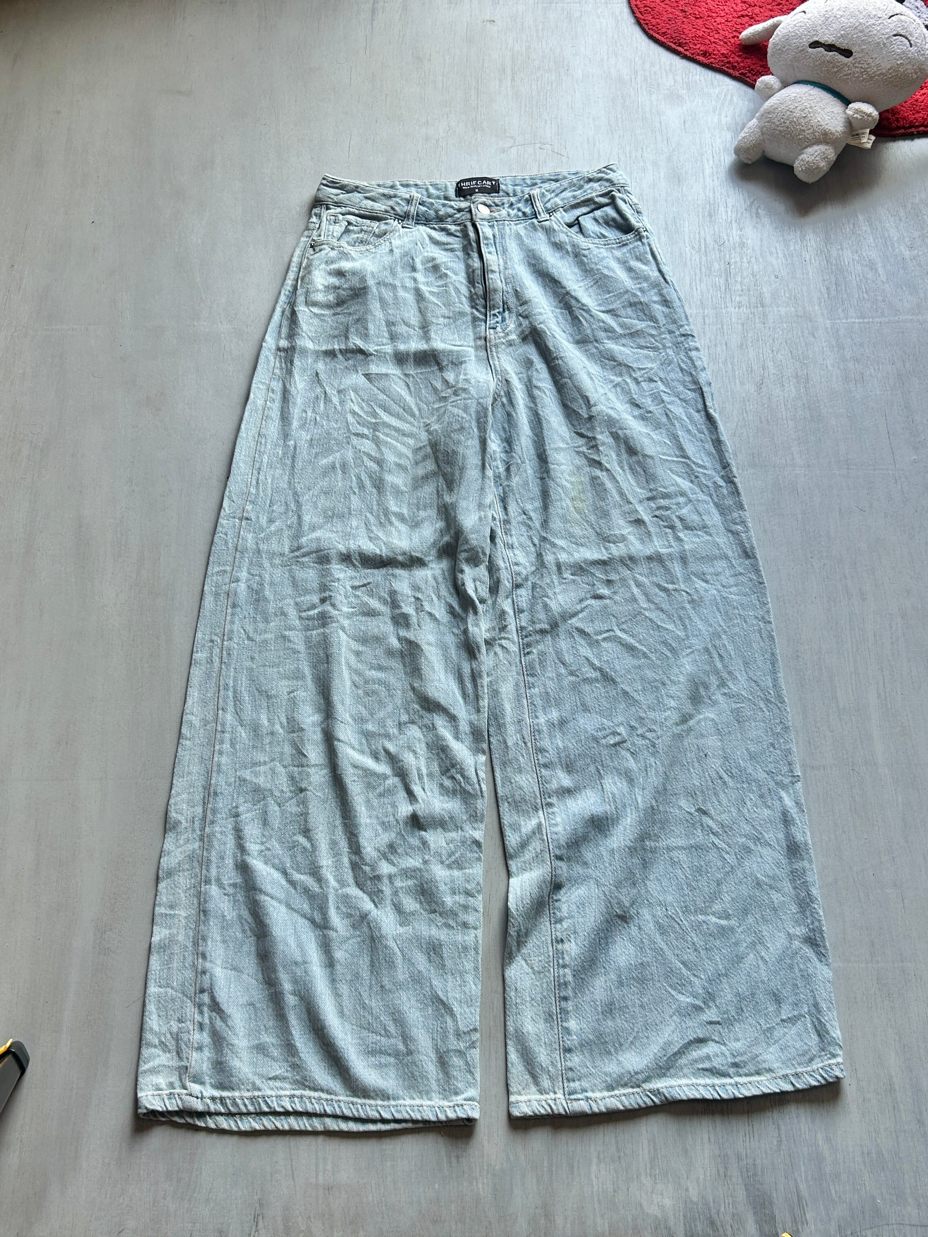 Ice Blue Wide-Leg Denim - (S)