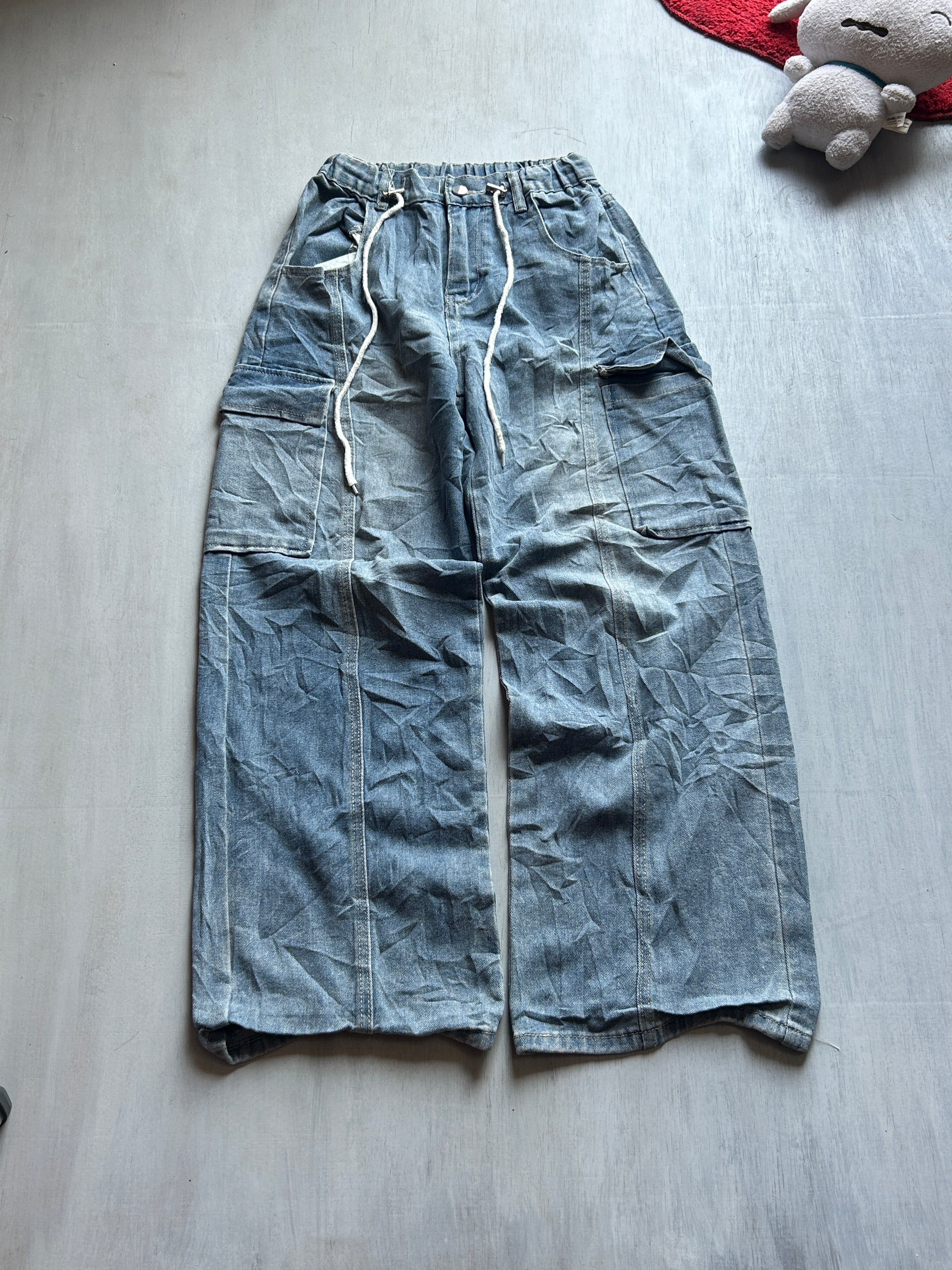 Vintage Blue Denim Cargo Pants - (XS)