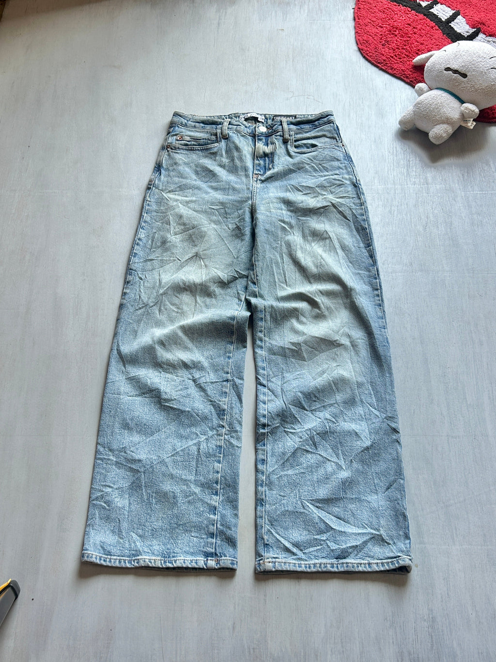 Vintage Wash Light Blue Wide-Leg Jeans - (S)