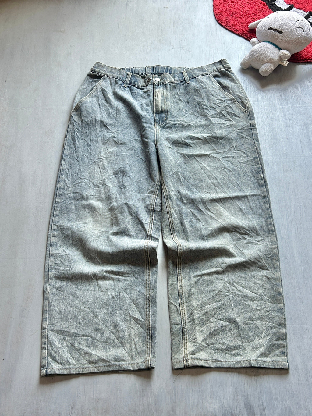 Vintage Grey Wash Wide-Leg Jeans - (4XL)