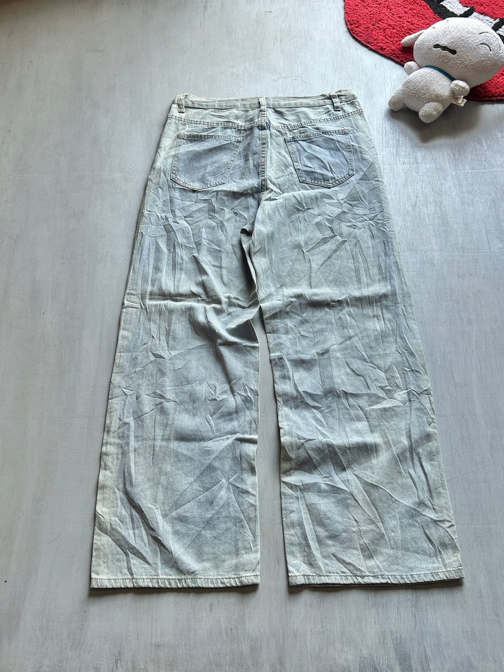 Light Wash Wide-Leg Denim Jeans - (M)