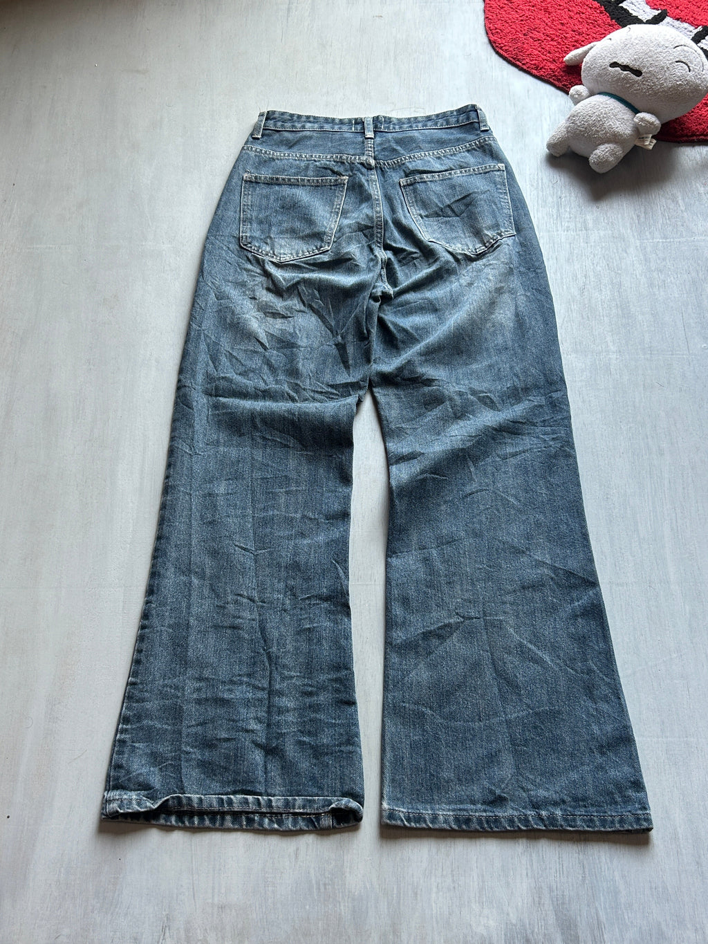 Dark Wash Wide-Leg Denim Jeans - (S)