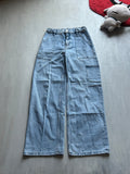 Light Blue Utility Wide-Leg Jeans - (XS)