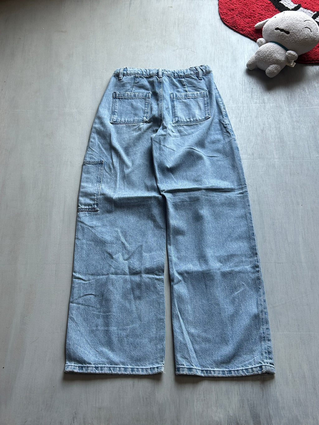 Light Blue Utility Wide-Leg Jeans - (XS)