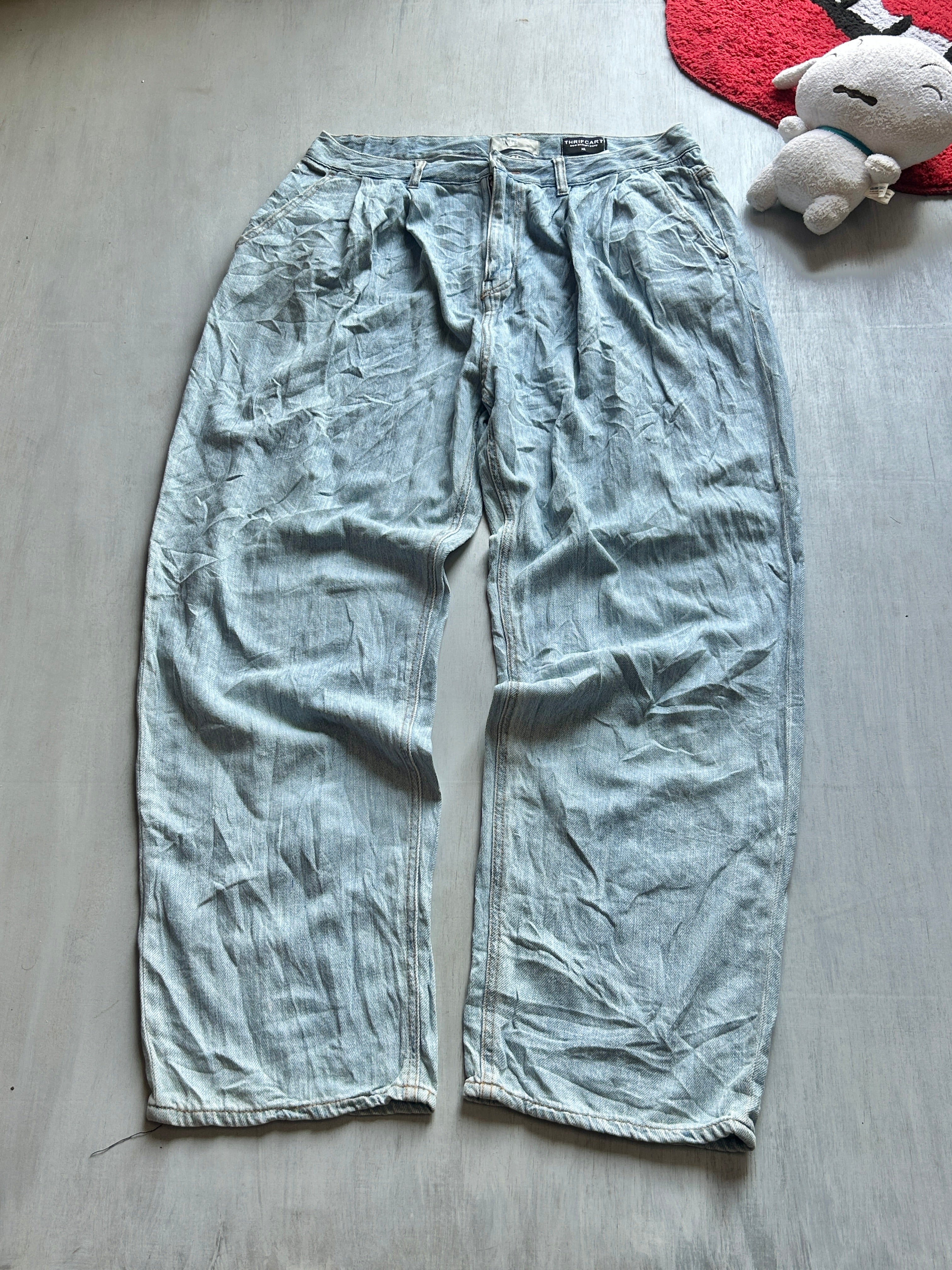 Light Blue Relaxed Wide-Leg Jeans - (XL)
