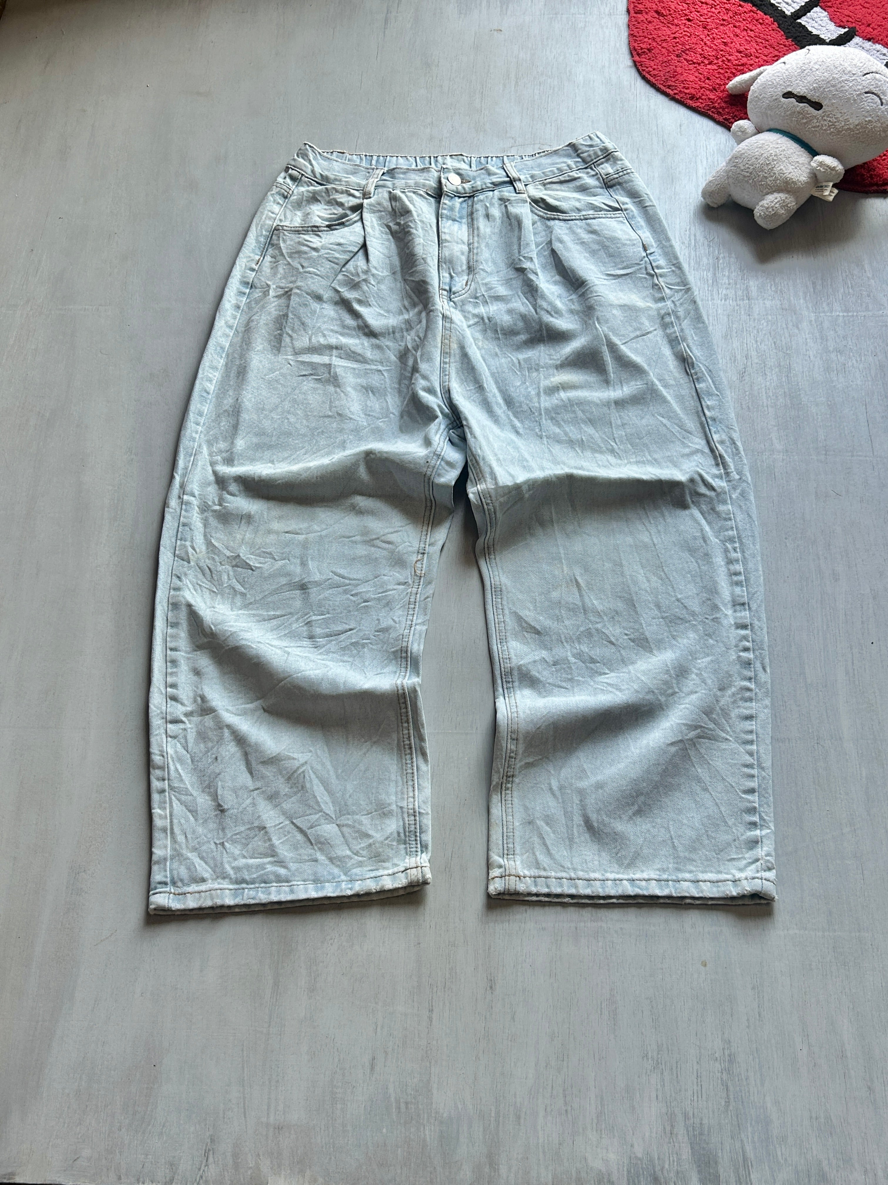 Ice Blue Classic Wide-Leg Jeans - (L)