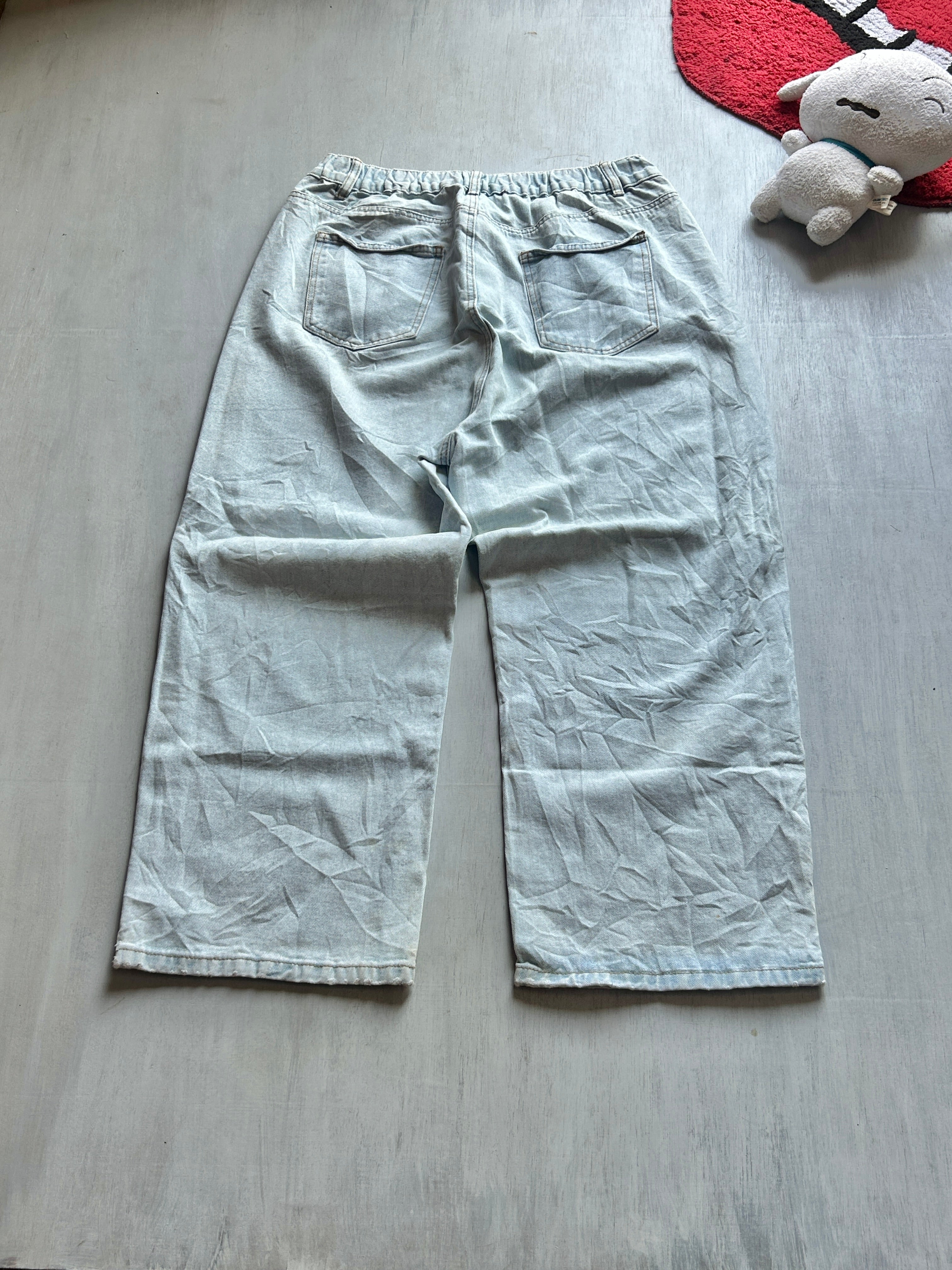 Ice Blue Classic Wide-Leg Jeans - (L)