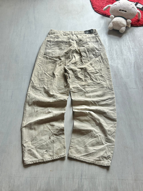 Beige Vintage Wide-Leg Jeans - (XS)
