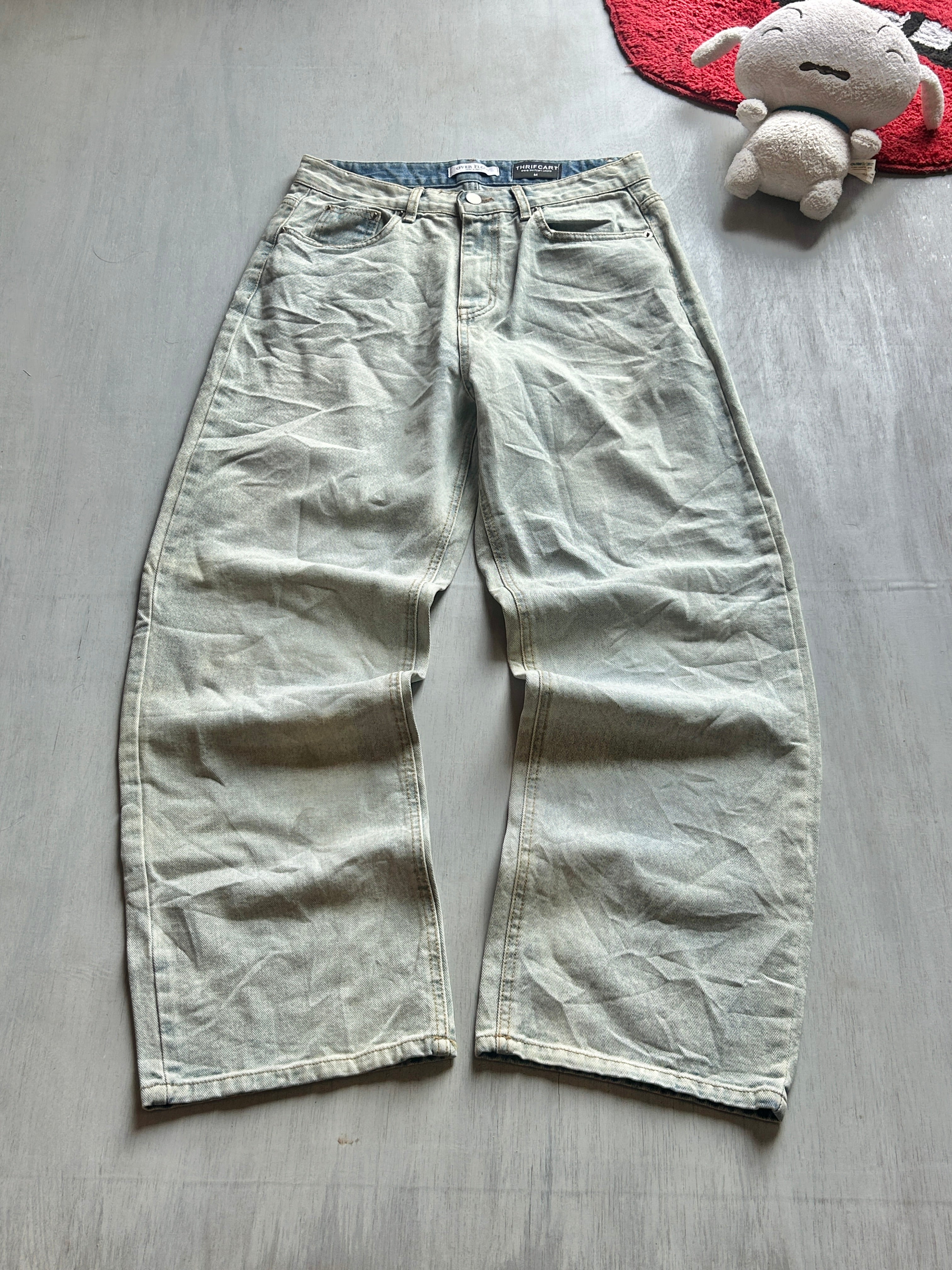 Washed Sage Wide-Leg Jeans - (M)