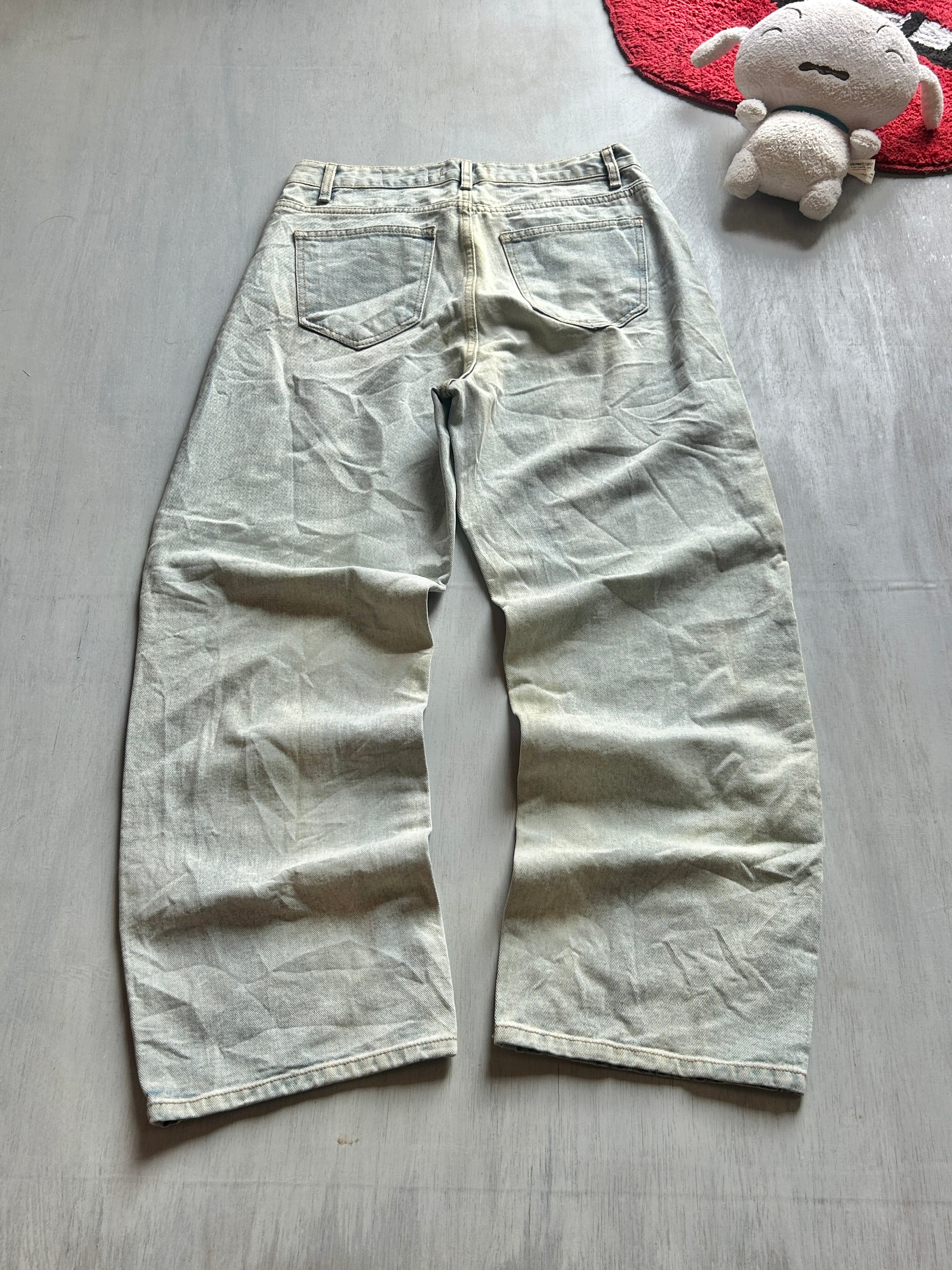 Washed Sage Wide-Leg Jeans - (M)