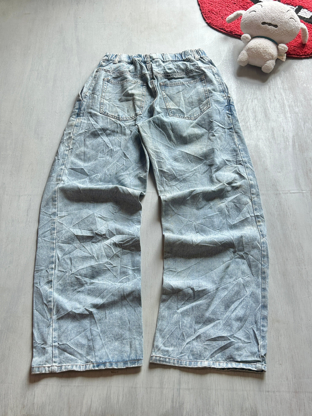 Light Blue High-Waist Relaxed Wide-Leg Jeans - (S-M)