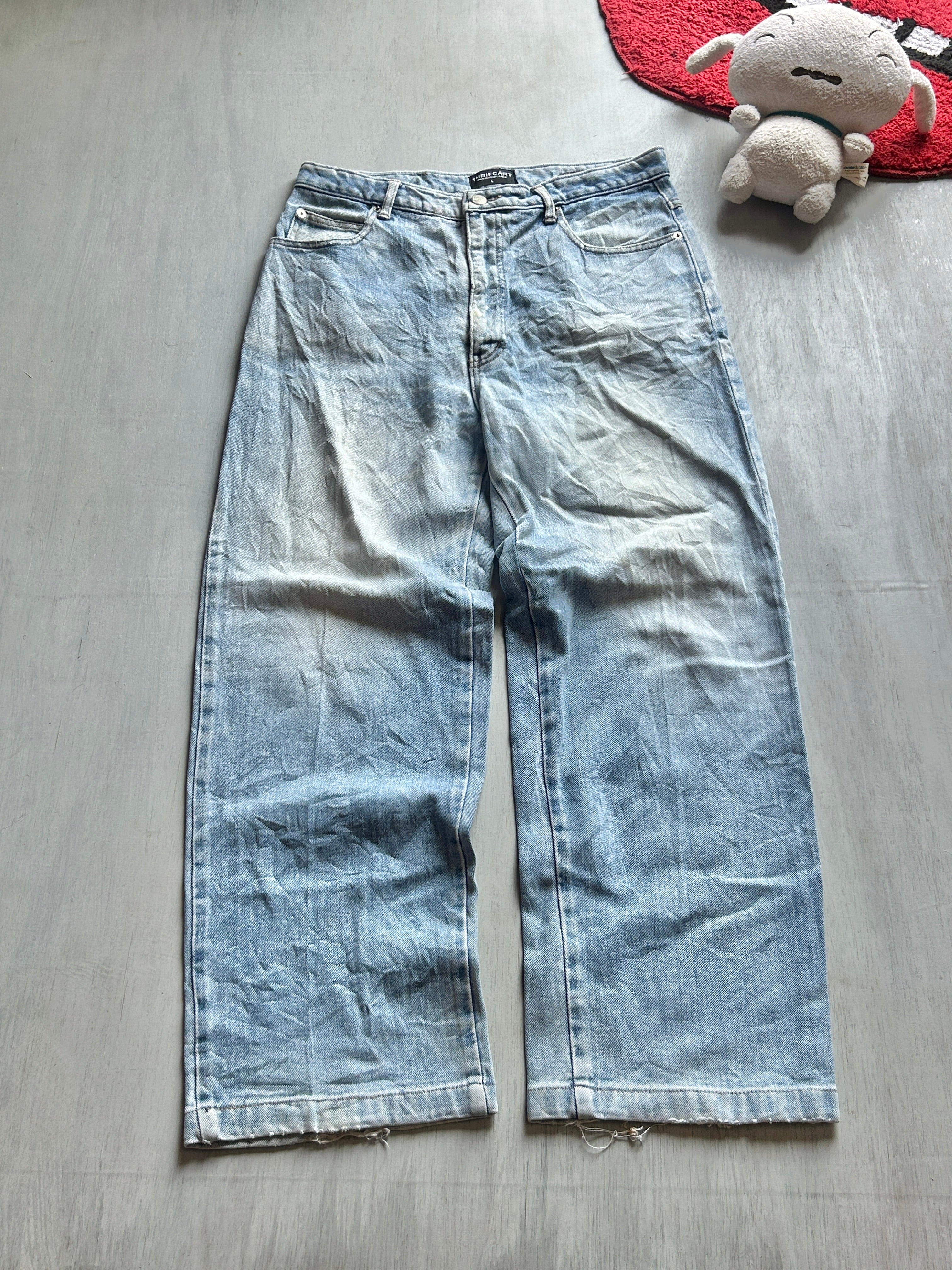 Light Blue Vintage Wide-Leg Jeans - (L)
