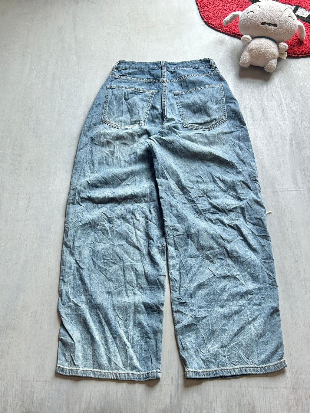 Distressed Light-Wash Wide-Leg Jeans - (XS)