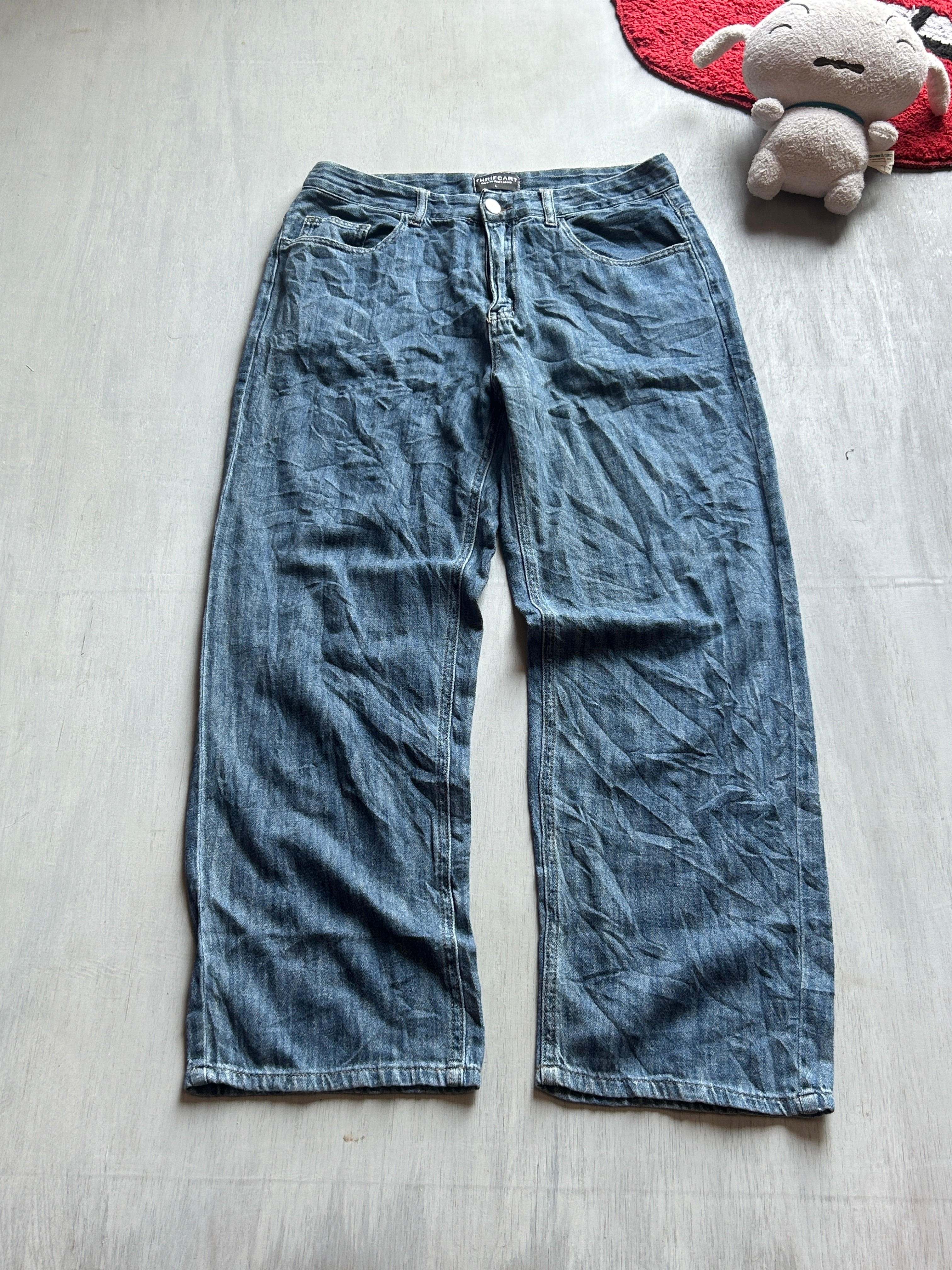 Classic Dark Wash Wide-Leg Jeans - (L)