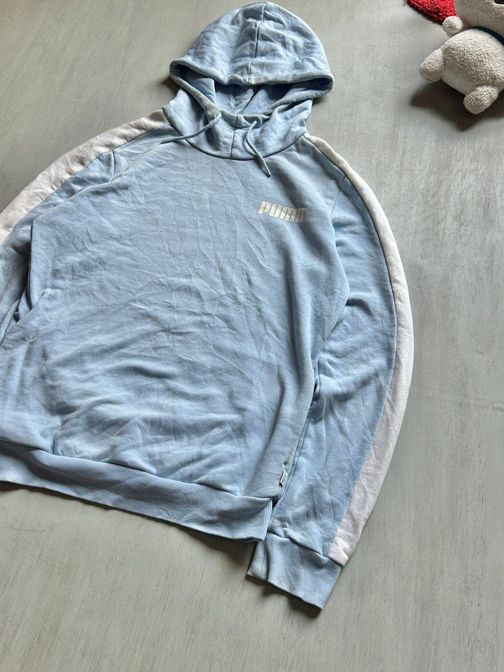 Baby Blue Contrast Sleeve Hoodie -