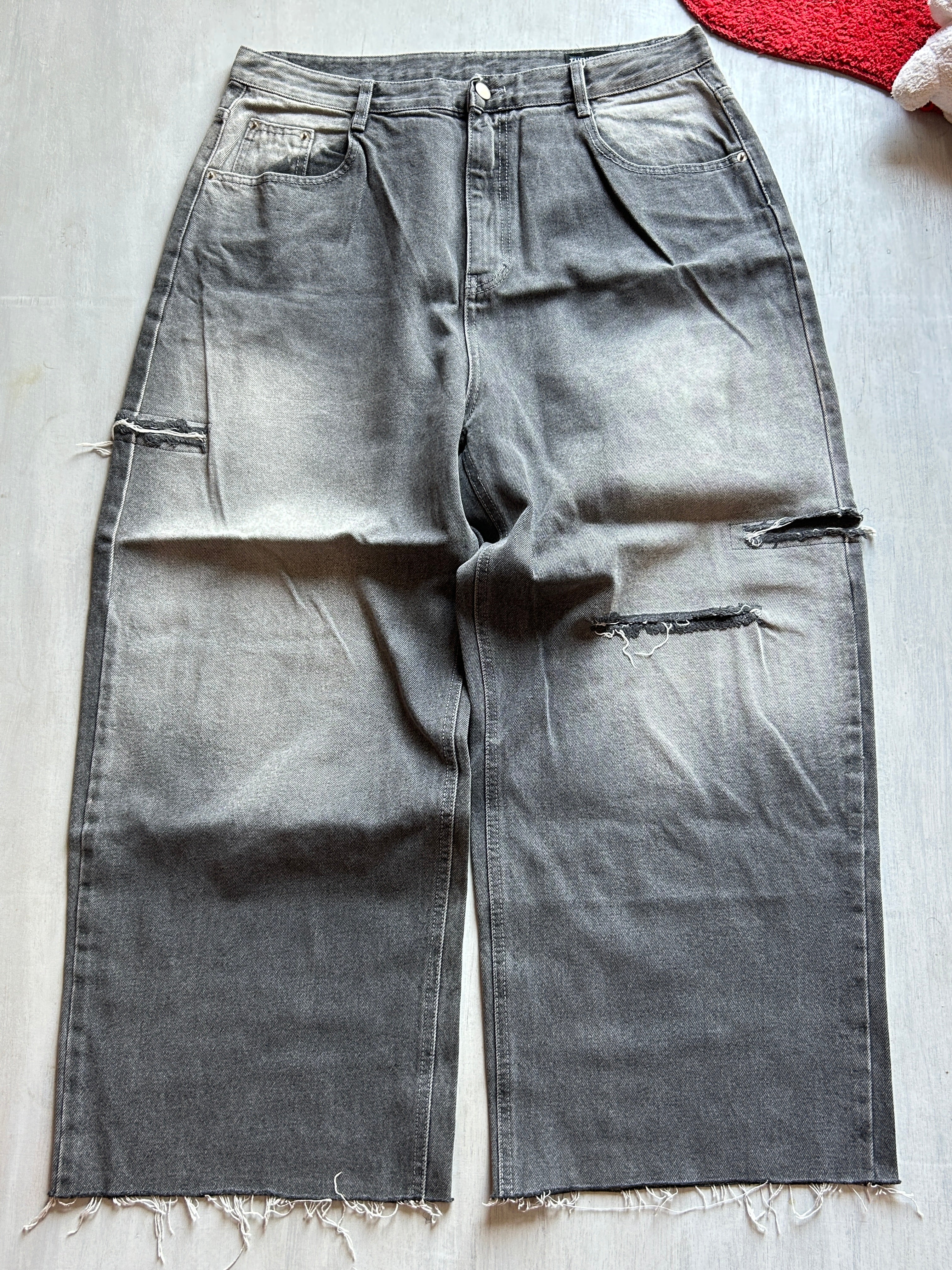 Ash Fade Distressed Baggy Denim - (XXL)