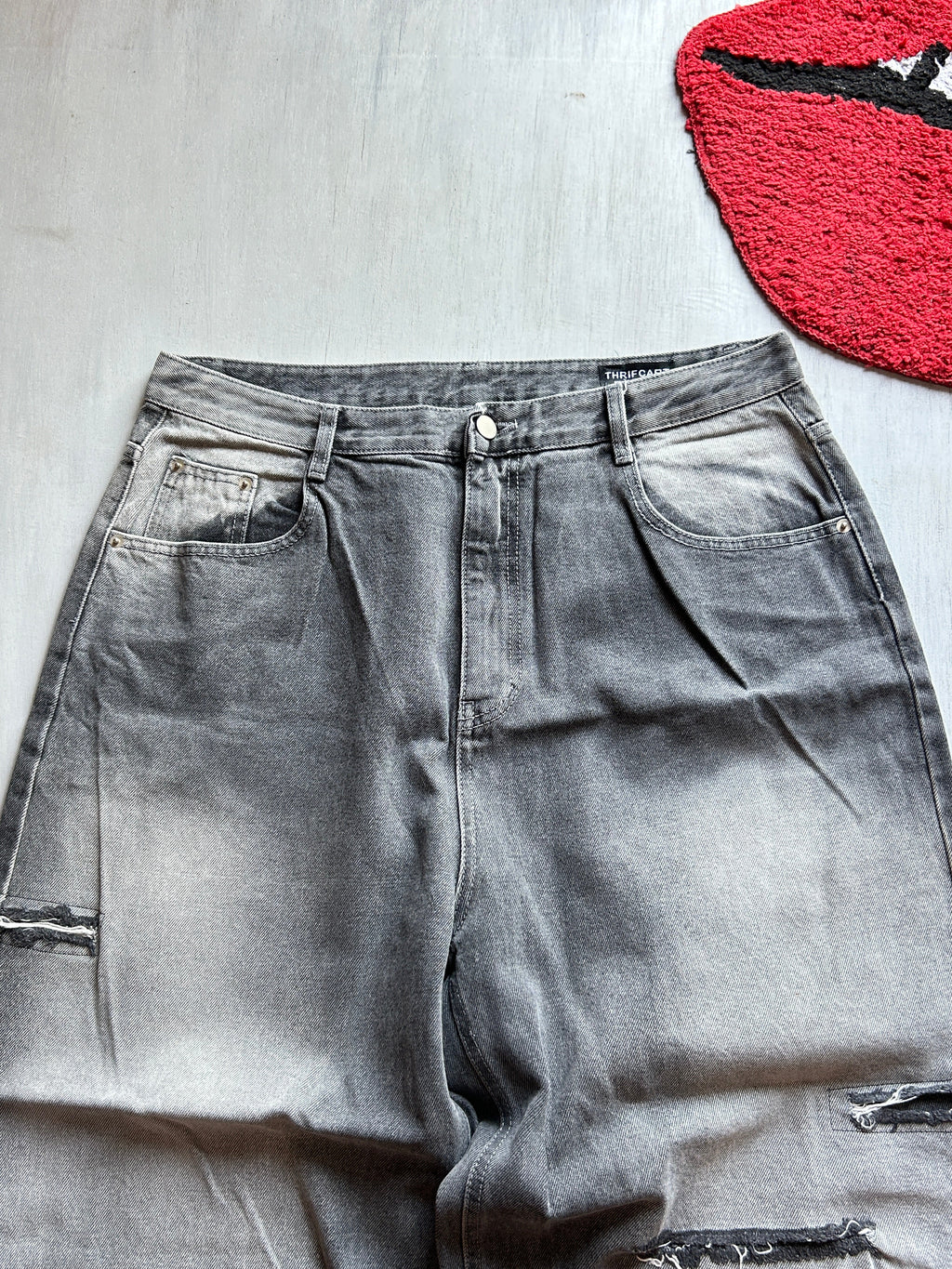 Ash Fade Distressed Baggy Denim - (XXL)