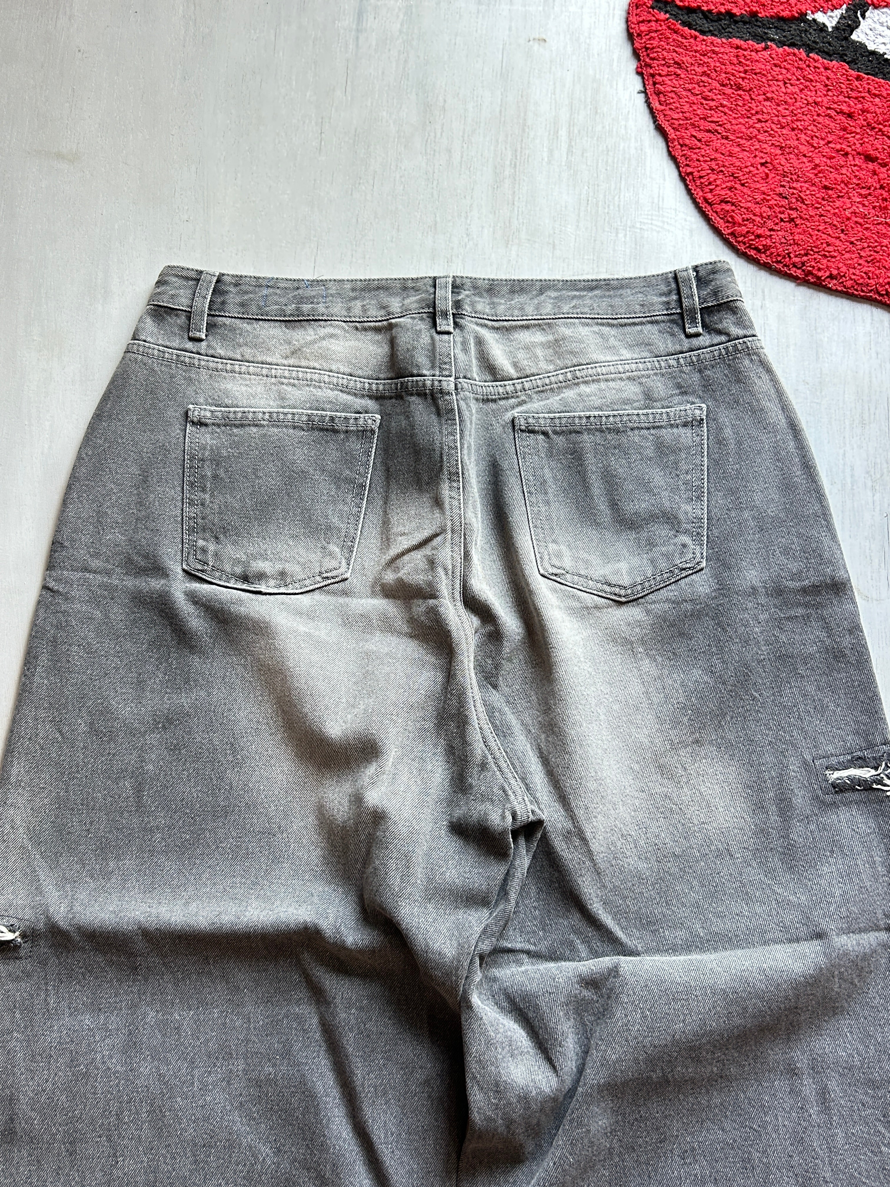 Ash Fade Distressed Baggy Denim - (XXL)