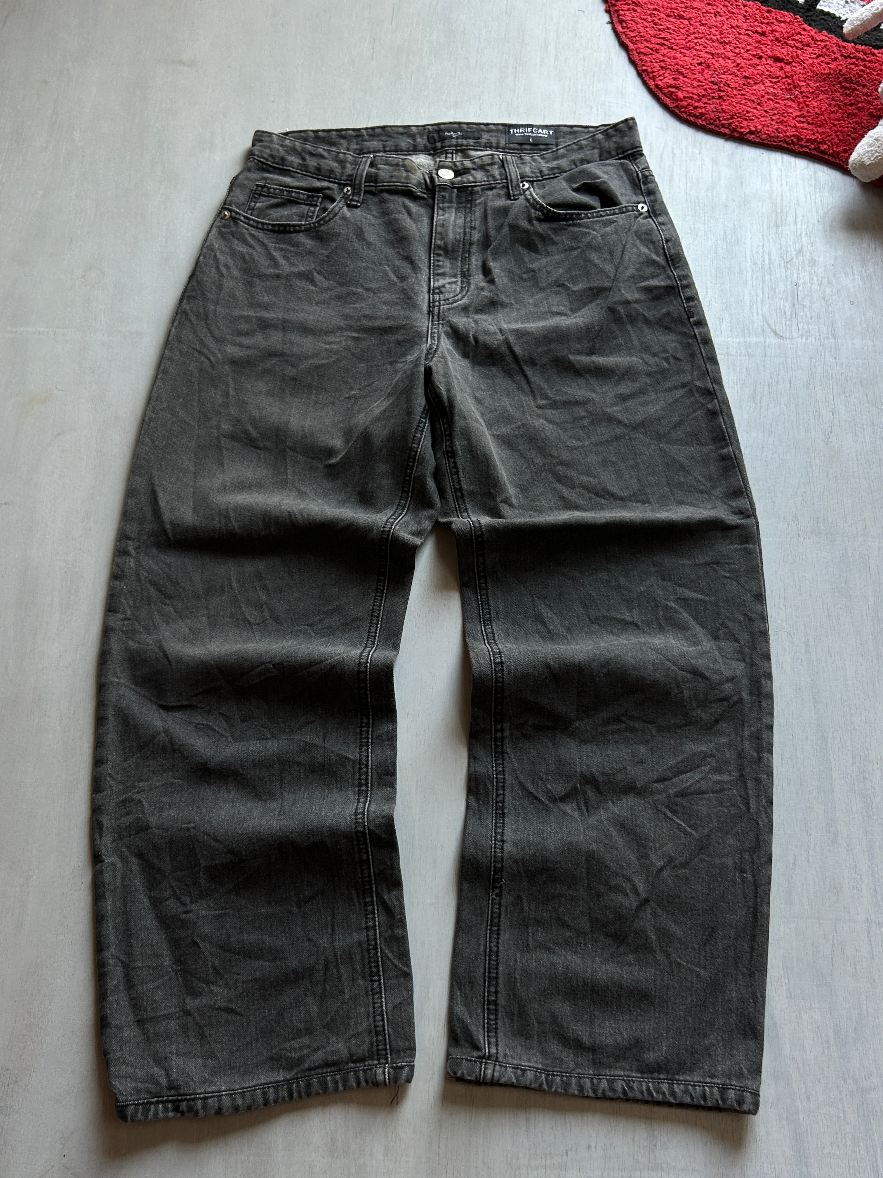 Washed Coal Baggy Denim - (L)
