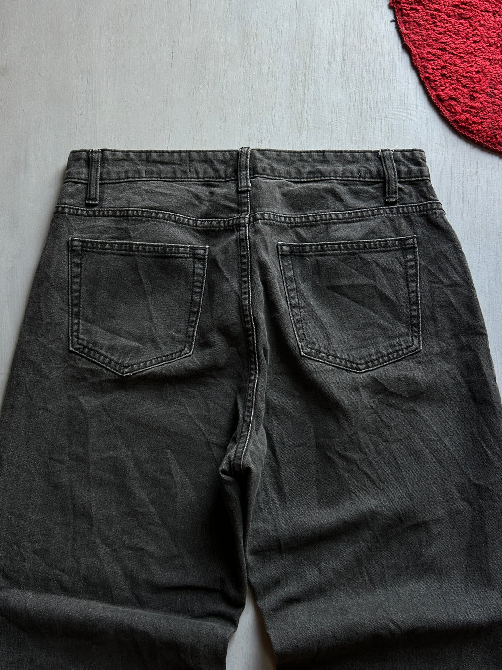 Washed Coal Baggy Denim - (L)